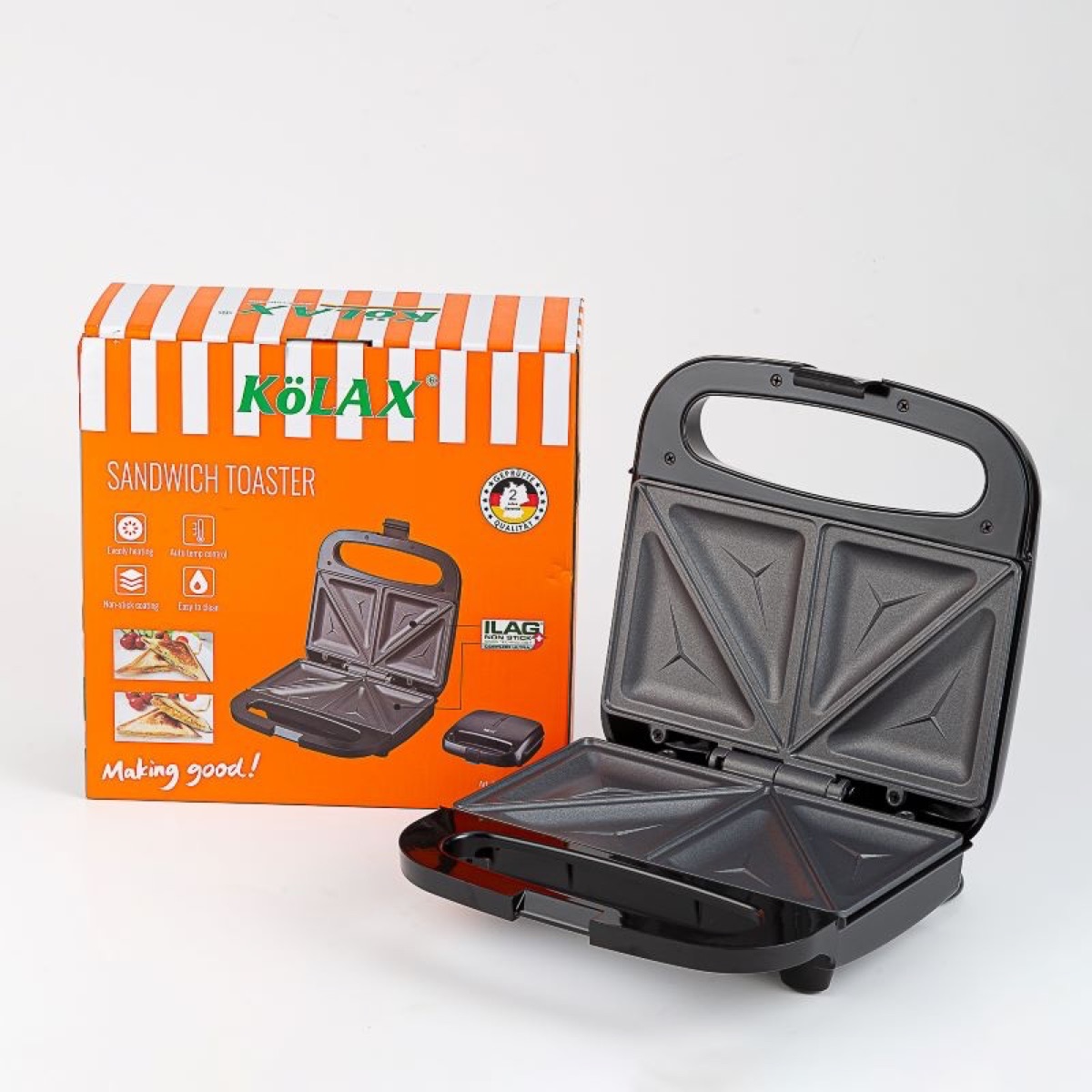 KöLAX brand two-piece sandwich maker 750W non stick multifunctional breakfast machine toaster, view 2