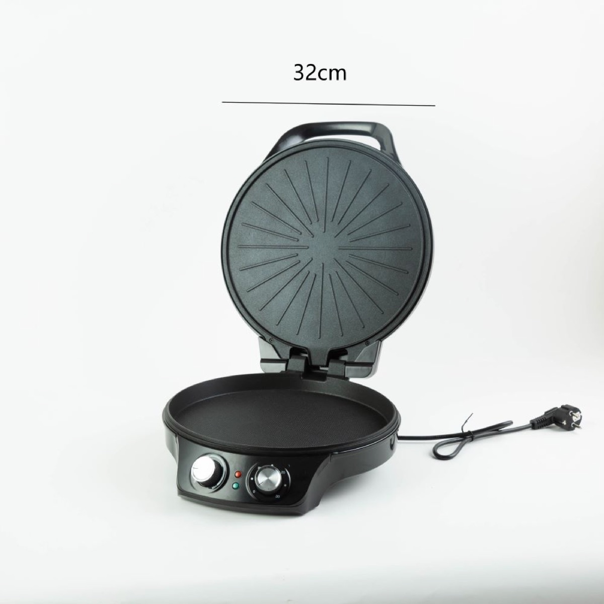 KöLAX Pizza Maker 12-inch Pizzas Machine, Newly improved Cool-touch Handle Non-Stick plates Pizza oven，Electric Countertop Oven for Home or School, 12” Indoor Grill/Griddle, black