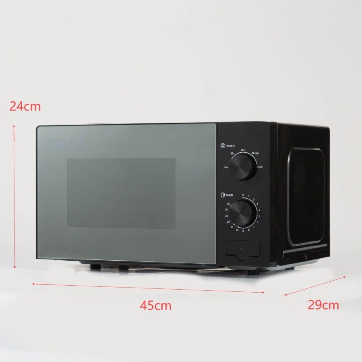 700W 20L Countertop Microwave oven with 35 Minute Timer and 5 Power Levels,Mechanical Dial Controls, Black, Sleek Mirrored Finish, view 2