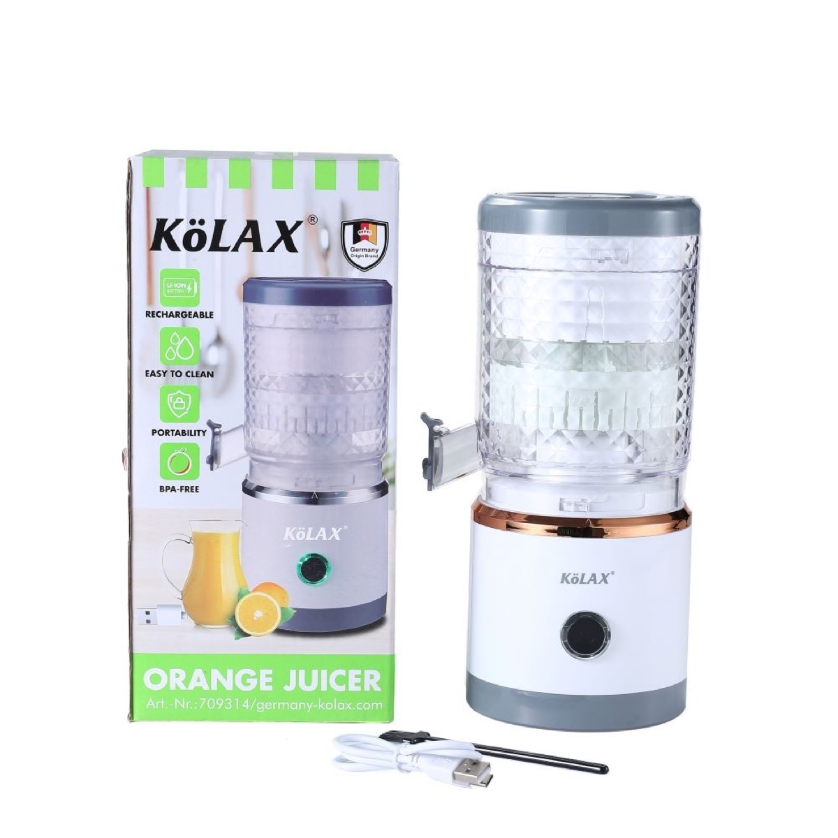 Electric Citrus Juicer, Rechargeable Juicer Machine with USB Cable and Cleaning Brush, Touch Button, Automatic Orange Lime Lemon Grapefruit Squeezer, Easy to Clean Portable Juicer