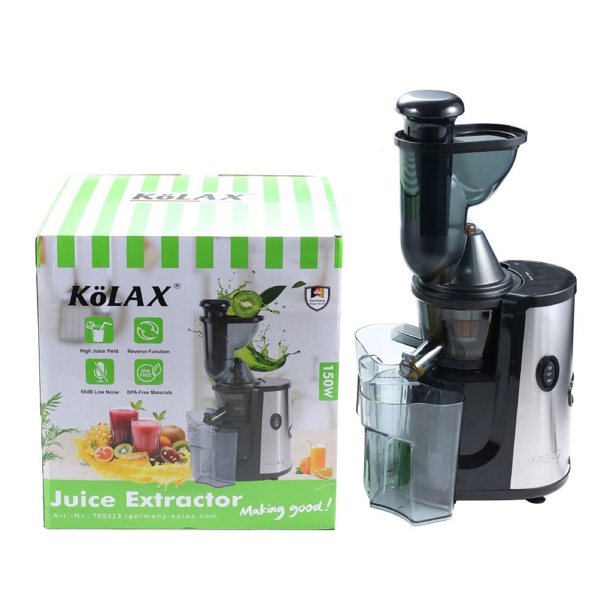 Cold Press Juicer Machines, 150W Slow Masticating Juicer Machines with 75mm Large Feed Chute, Slow Cold Press Juicer Machines Vegetable and Fruit, Reverse Function Easy to Clean