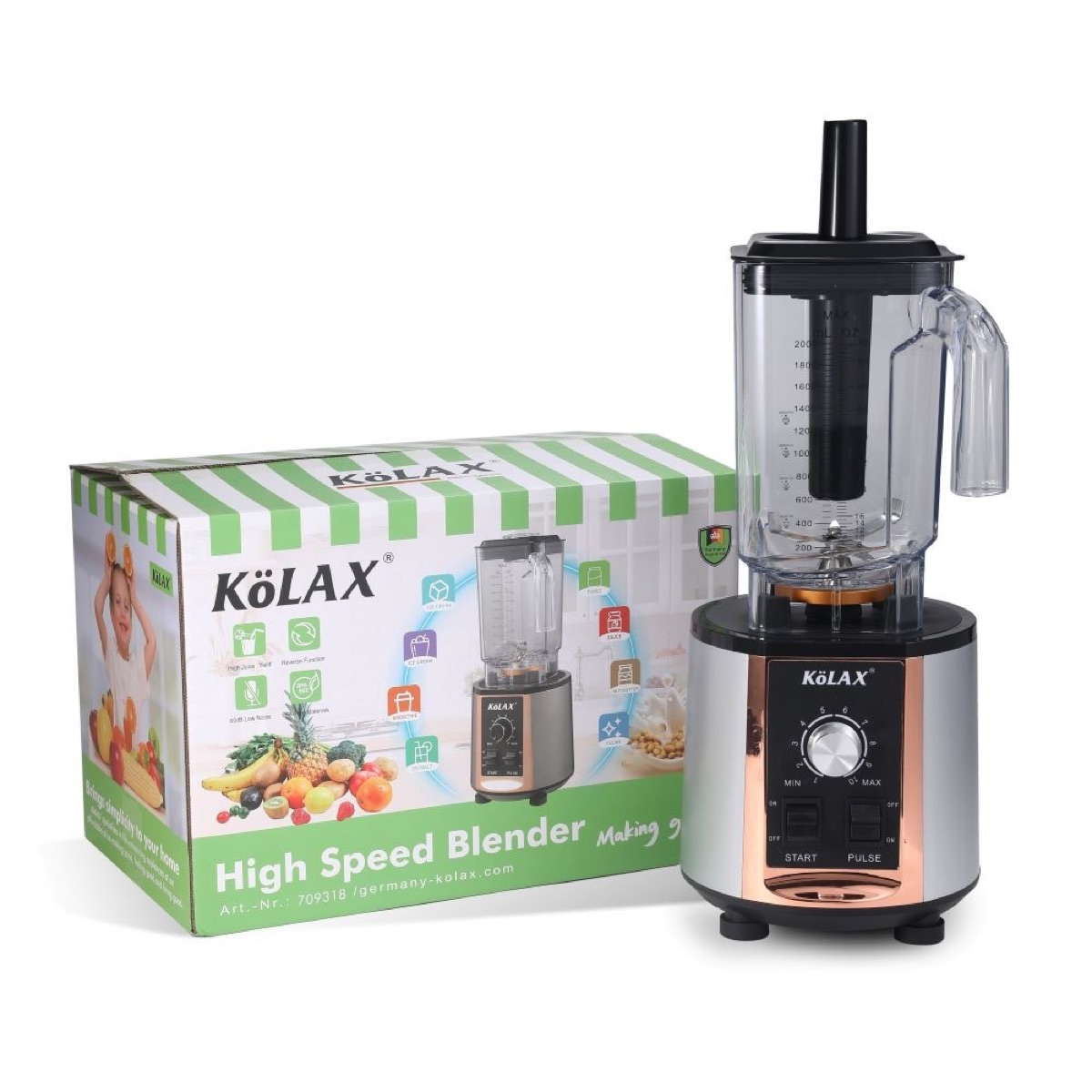 KöLAX Professional Blender,3200W For Kitchen,2L Capacity Smoothie Blender for Smoothie, Soup,Baby food,Grain grinding