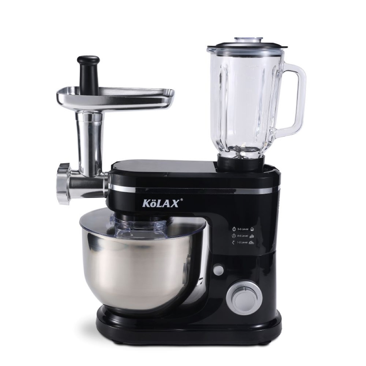 5-in-1 Multifunctional Stand Mixer,6.8L 1500W, 6-Speed Tilt-head, Electric Kitchen Mixer with Stainless Steel Bowl,Meat Grinder, Juice Blender, view 3