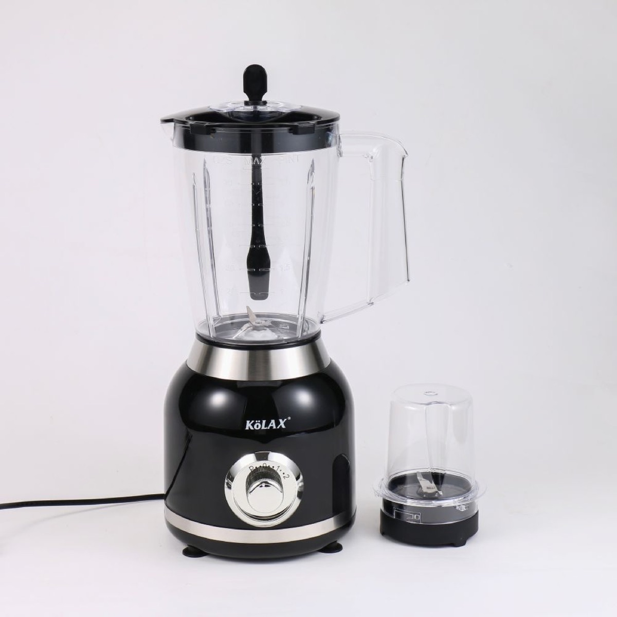 KöLAX Electric Blender and Grinder 800W Vintage-Style Blender 2in1 with Powerful Motor, AS Material, Timeless Black Finish, Smoothie, Shake, and Ice Crushing, view 4