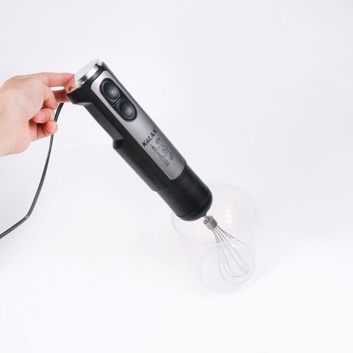 KöLAX Multi-Speed Immersion Hand Blender for Kitchen Mixing, Smoothies, Soups,1000 Watt Powerful, with Blending Stick, Whisk, Chopper and Beaker, view 3