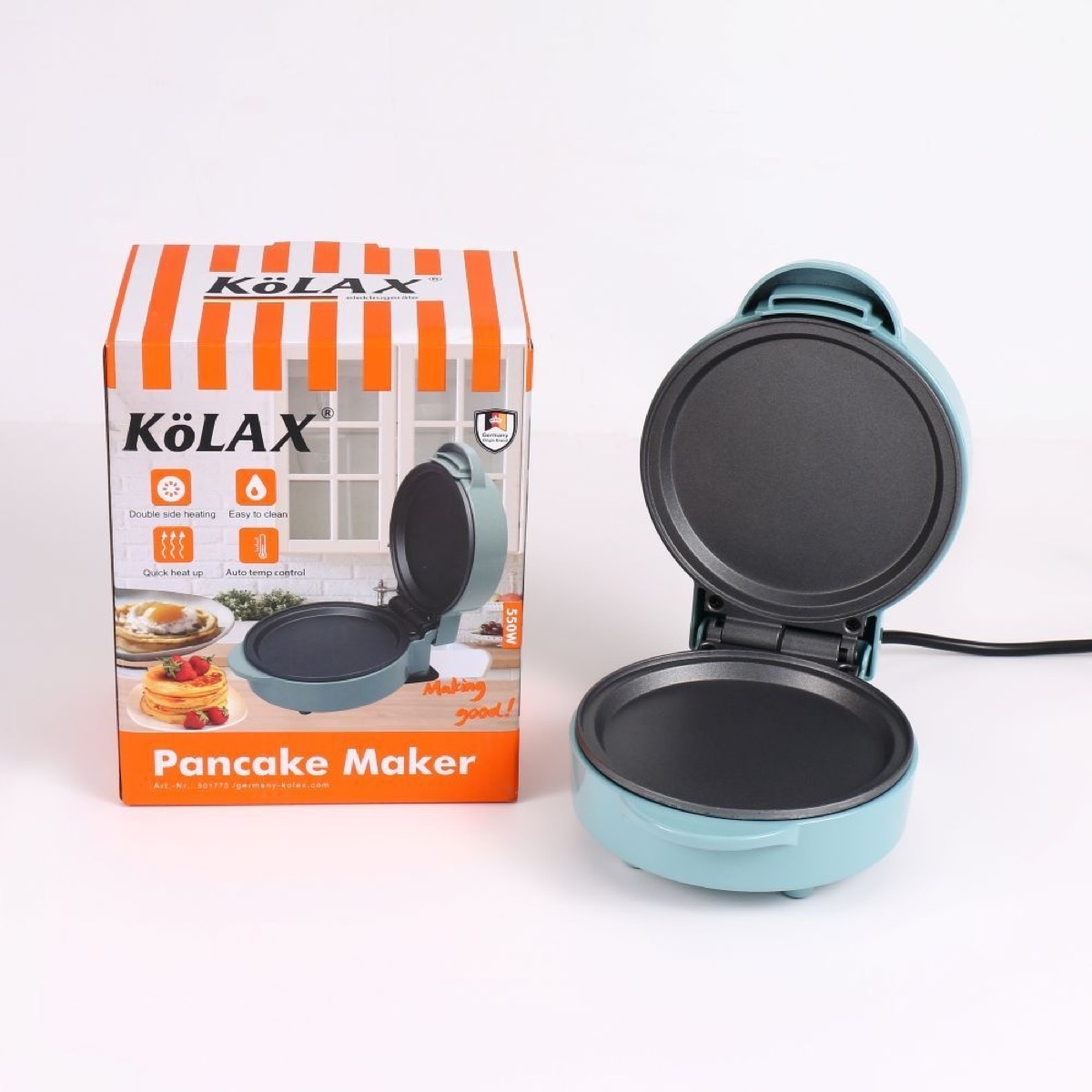 KöLAX Electric Round Griddle for Individual Pancakes, Cookies, Eggs & Breakfast, Lunch & Snacks with Indicator Light,5 Inch,550W
