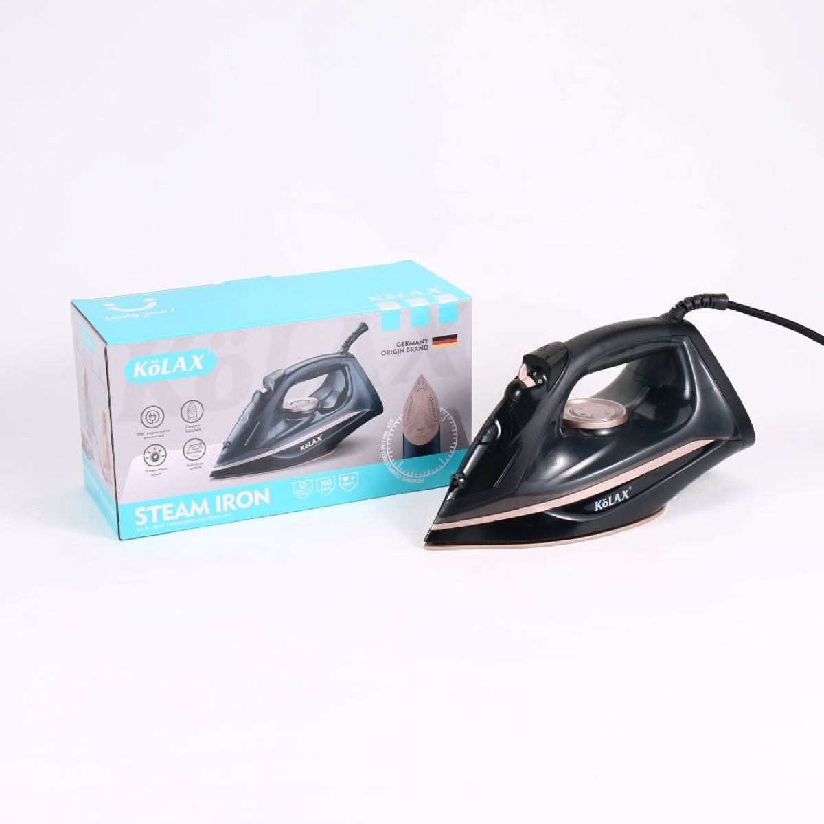 KöLAX Steam Iron for Clothes with Precision Thermostat Dial, 2400W,400ML,Ceramic Coated Soleplate, Self-Cleaning, Anti-Calcium, Anti-Drip