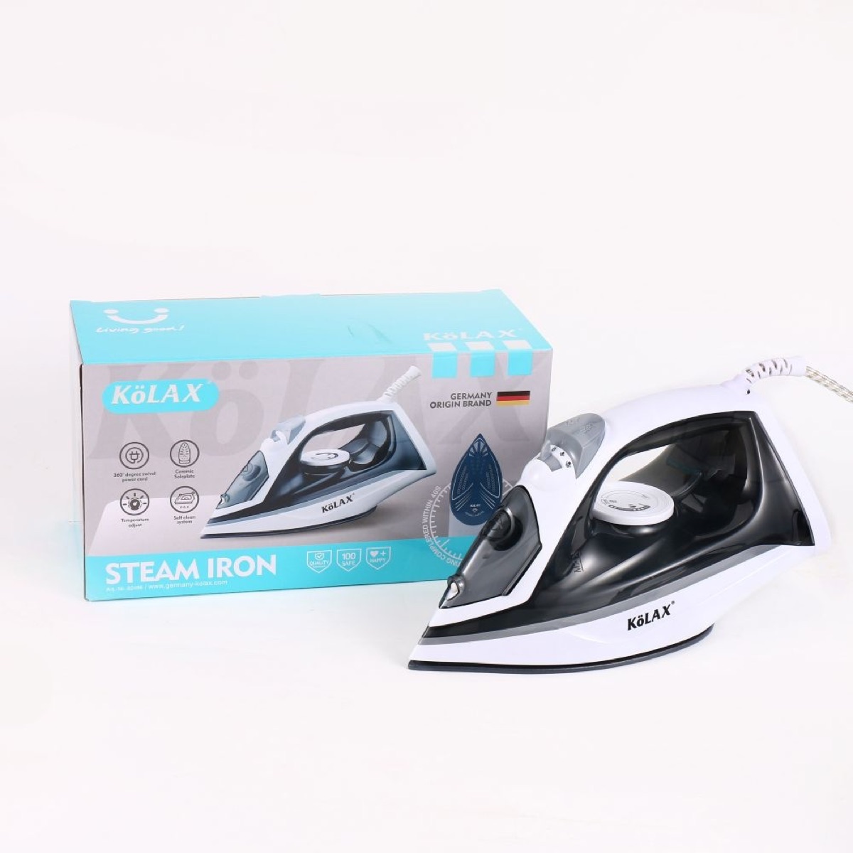 2400W KöLAX Steam Iron for Clothes, Burst of Steam, Auto shutoff, Self-Cleaning, Ceramic Soleplate, 400ML Water Tank Ironing Clothes for All Home, view 2