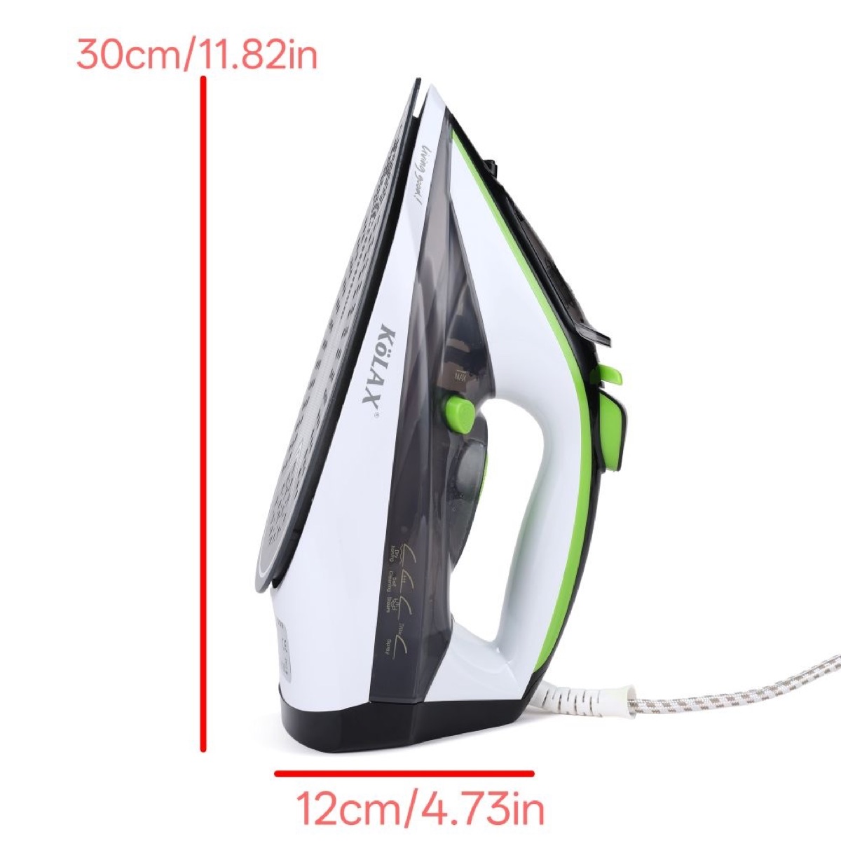 KöLAX Ceramic Soleplate Steam Iron for Clothes,Cotton,Wool, Silk,Linen, Nylon,2400 Watts Ironing, Garment Steamer, Powerful Steam, view 4