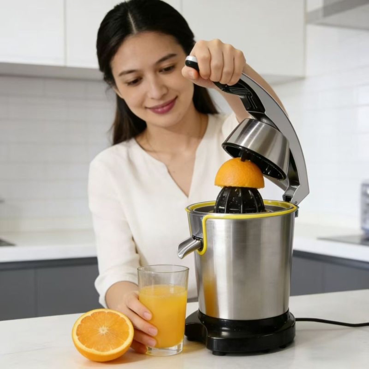 KöLAX Premium Electric Orange Juicer | Stainless Steel Citrus Squeezer With New Ultra-Powerful Motor and Soft Grip Handle for Effortless Juicing,500W, view 2