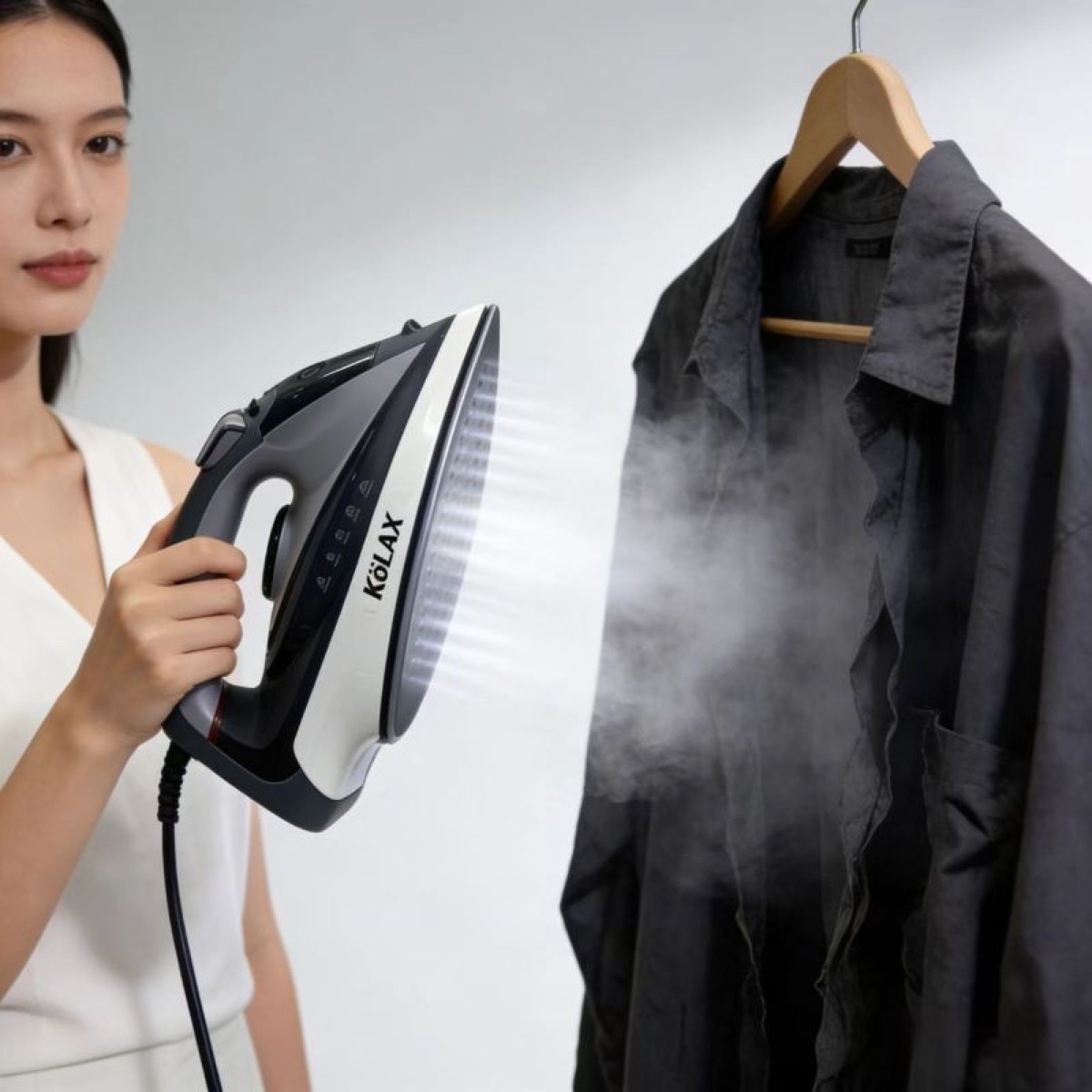 KöLAX Steam Iron for Clothes 40s Fast Heating, 2400W Iron with 500ML Large Water Tank, Auto shutoff, Burst Steam, Spray Mist, Anti-Drip, Self-Cleaning, Vertical Ironing for Home, view 3