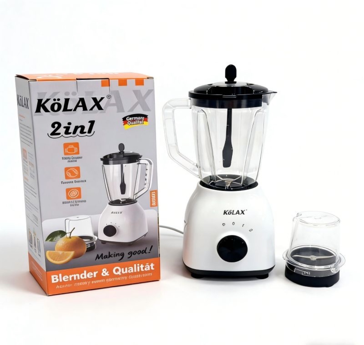 KöLAX Blender for Smoothies,Personal Blender and Grinder Combo for Kitchen with a 1.75L Smoothie Cups,Shakes,Juices and a 0.7L Coffee Cup for Coffee Beans