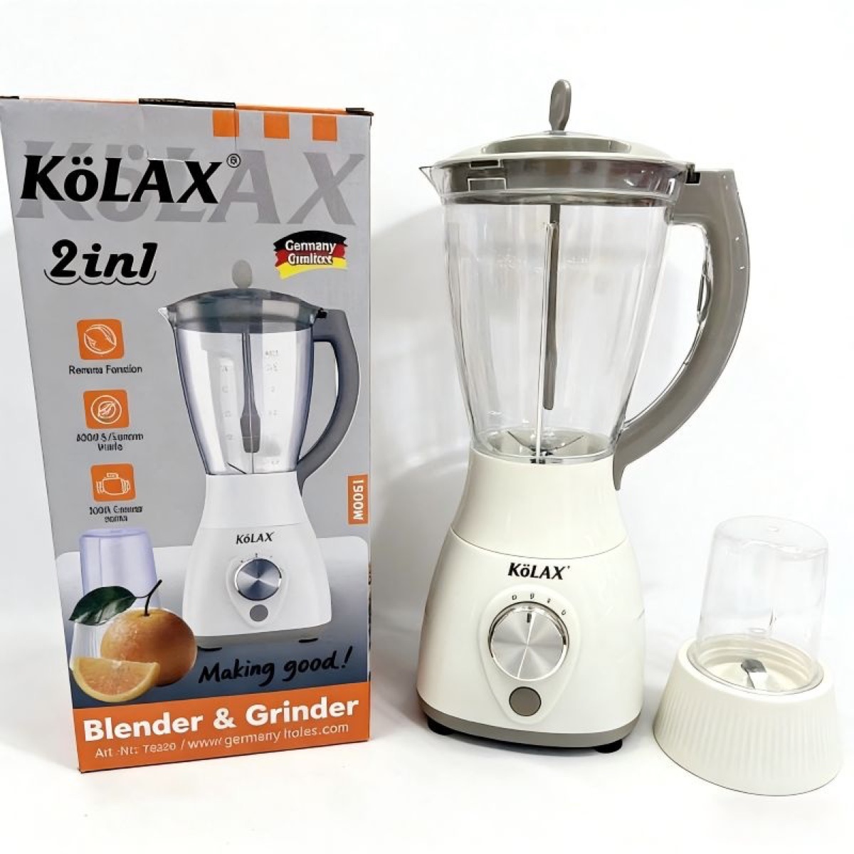 KöLAX Blender for Smoothies,Personal Blender and Grinder Combo for Kitchen with a 1.75L Smoothie Cups,Shakes,Juices and a 0.7L Coffee Cup for Coffee Beans