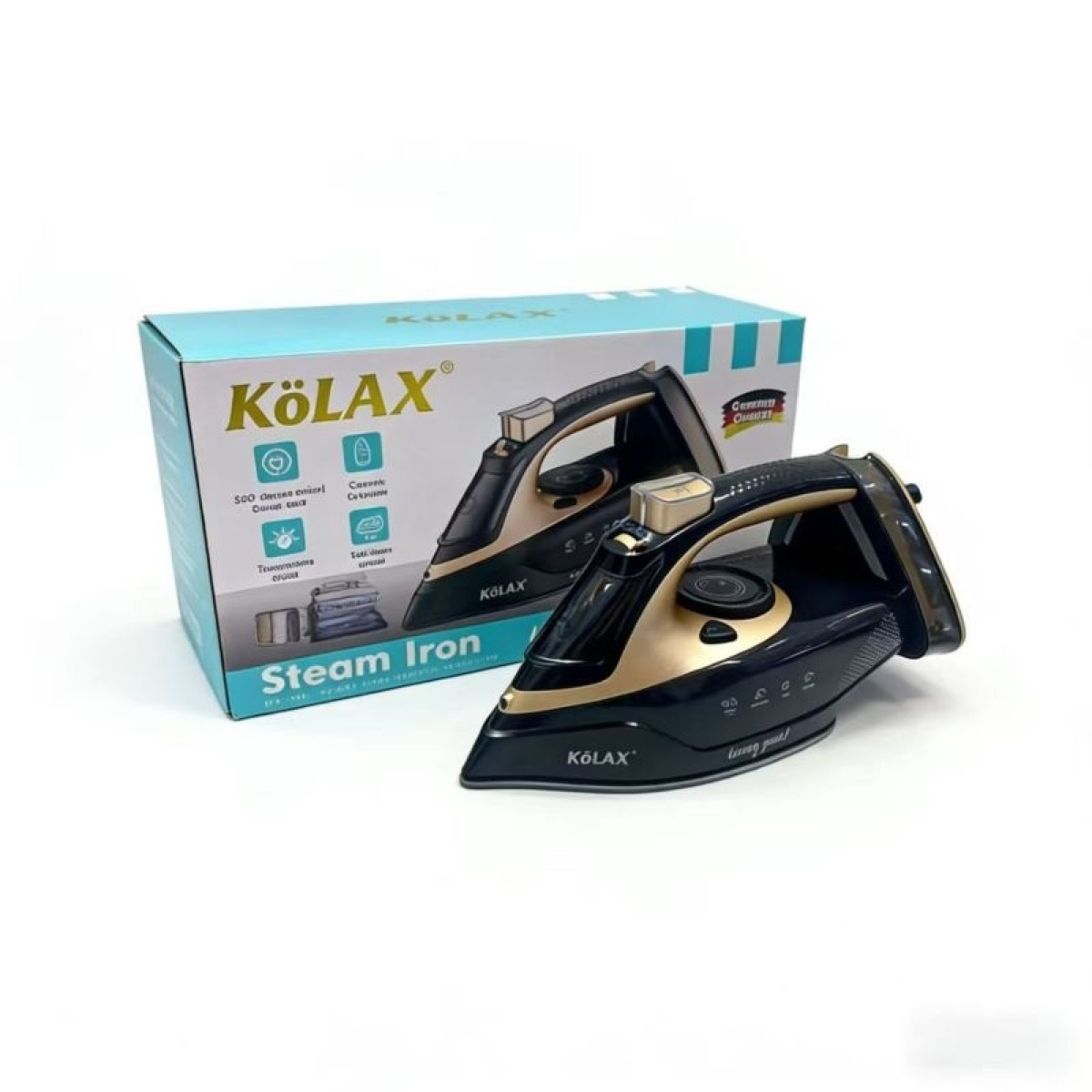 KöLAX Steam Iron for Clothes 15s Fast Heat-up, 3000W Iron with 400ML Water Tank,Burst Steam, Spray Mist, Anti-Drip, Self-Cleaning, Vertical Ironing for Home