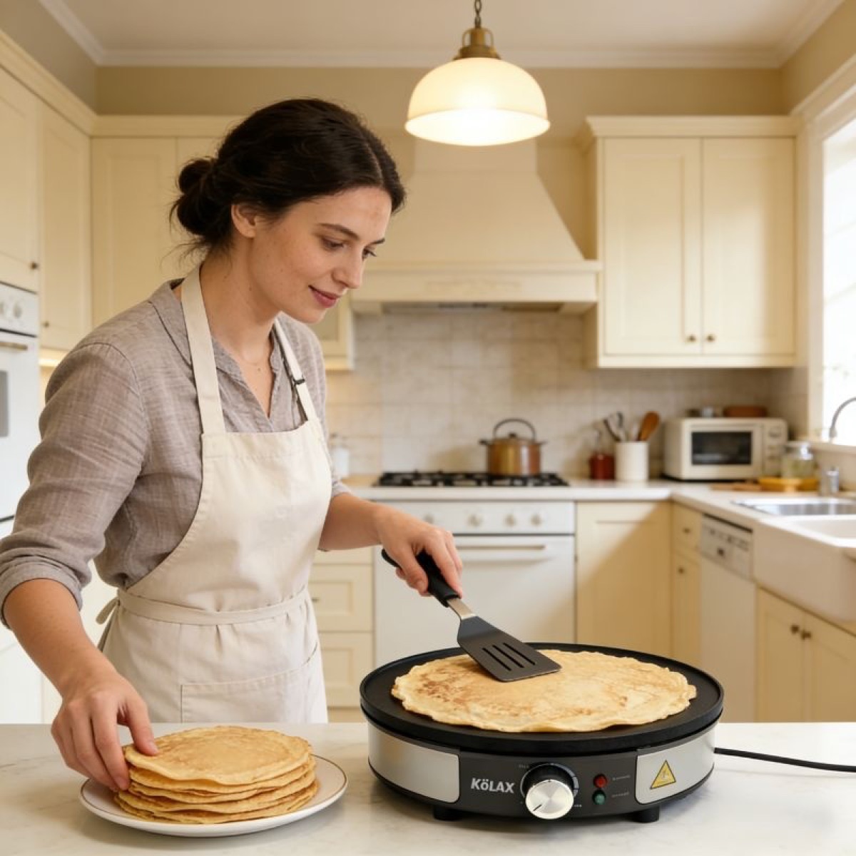 KöLAX 2 in 1 Crepemaker – Pancake Machine, Make 1 Large Crepe or 4 Mini Pancakes, Adjustable Temperature, 30cm Reversible Plate, 2000W, view 2