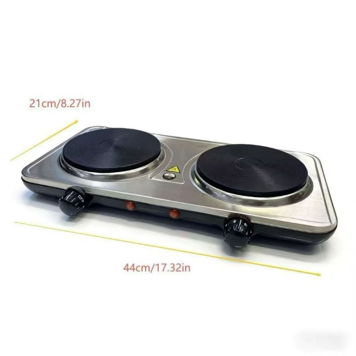 KöLAX Countertop Double Cast Iron Burn1000W+1000W Electric Hot Plate, Temperature Controls, Power Indicator Lights, Easy to Clean, view 3
