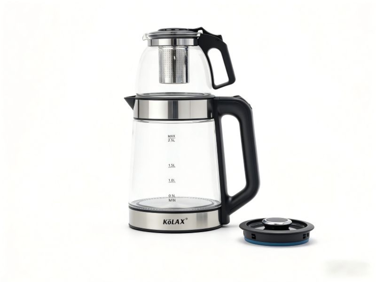 KöLAX 2.5L+1L Glass Electric Kettle with Teapot Dry Fire Protection for Coffee Milk Powder White Tea Green Tea, view 3