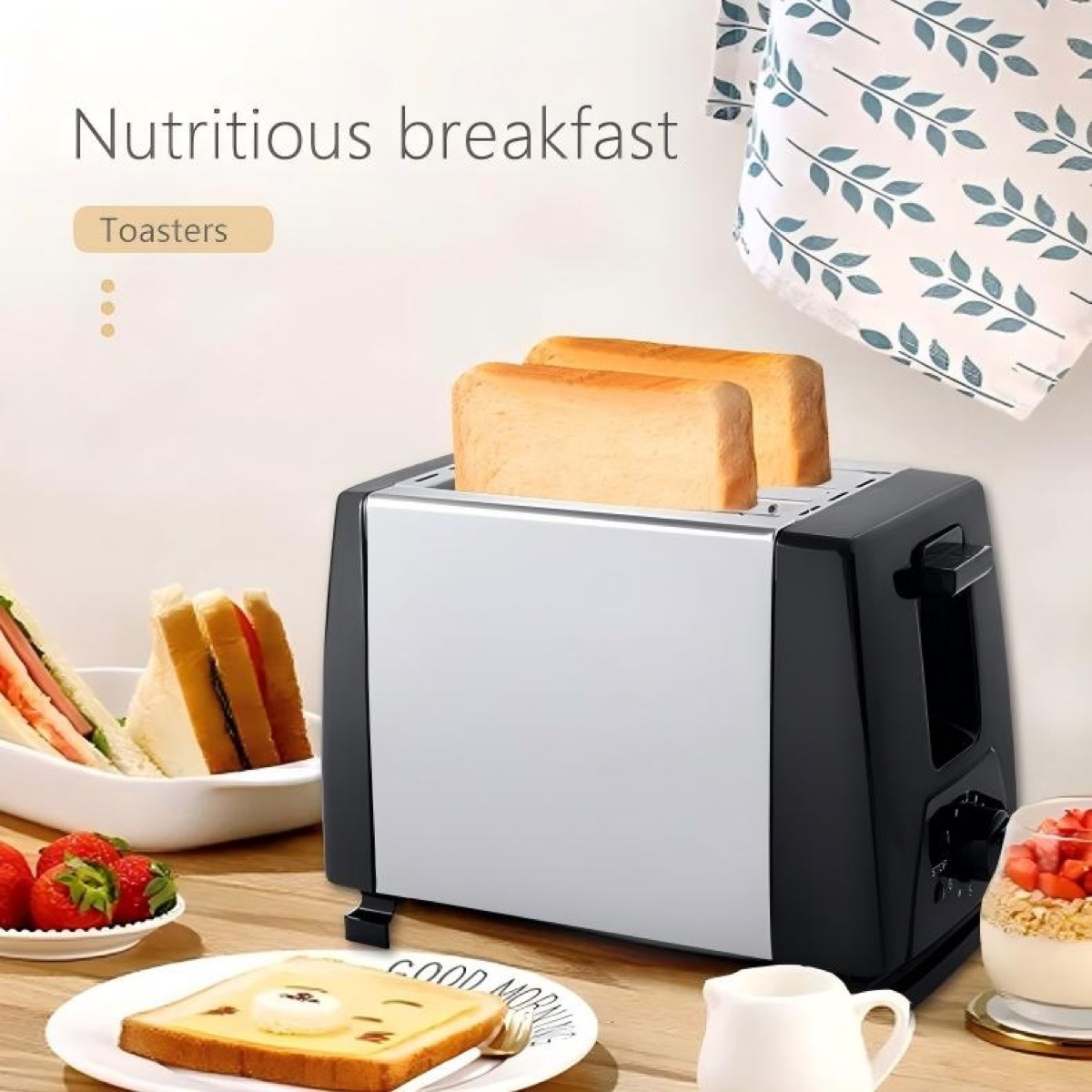 KöLAX Stainless Steel 2 Slice Toaster with Extra Wide Slots- 800w 6 Gear Firepower, With One Button Stop Function, Toast Bread, Bagel & Waffle, view 4