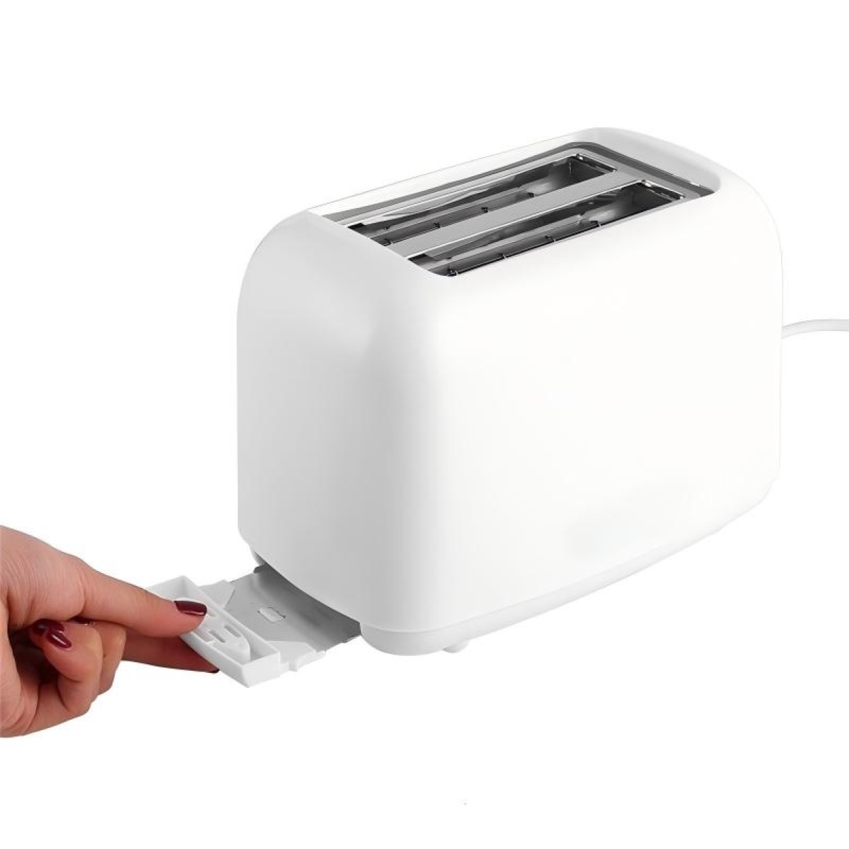 KöLAX 2-Slice Toaster, 800W,Extra-Wide Slots,6 Shade Settings,With One Button Stop, Removable Crumb Tray, White, view 2