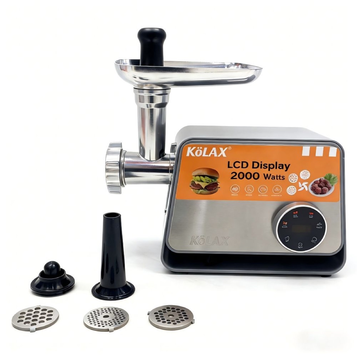 KöLAX Commercial Meat Grinder Electric 3200w LCD Touch Control Heavy Duty Meat Grinders and Sausage Stuffers, Kubbe Kit, with Storage Function for Household Use & Commercial, view 2