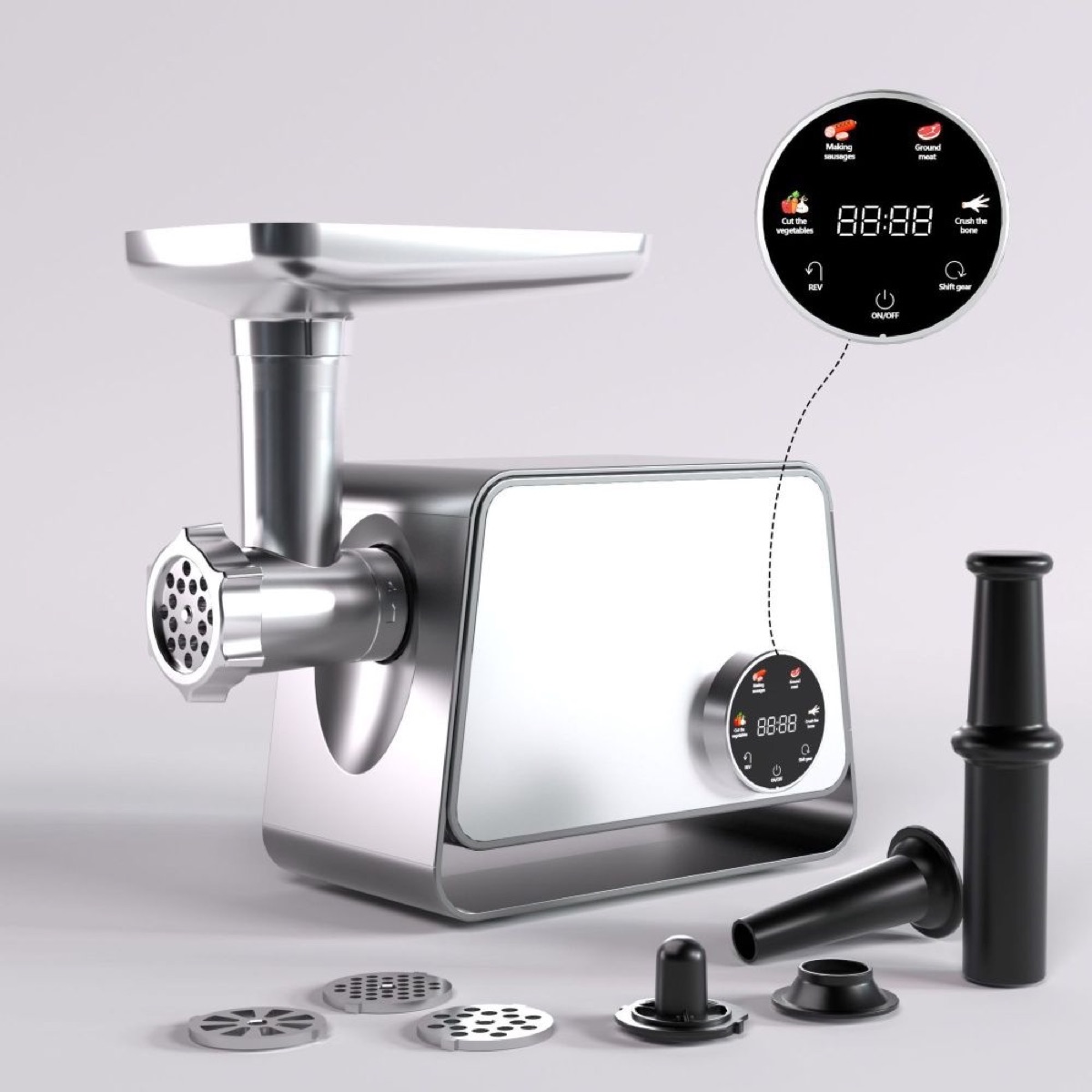 KöLAX Commercial Meat Grinder Electric 3200w LCD Touch Control Heavy Duty Meat Grinders and Sausage Stuffers, Kubbe Kit, with Storage Function for Household Use & Commercial, view 3