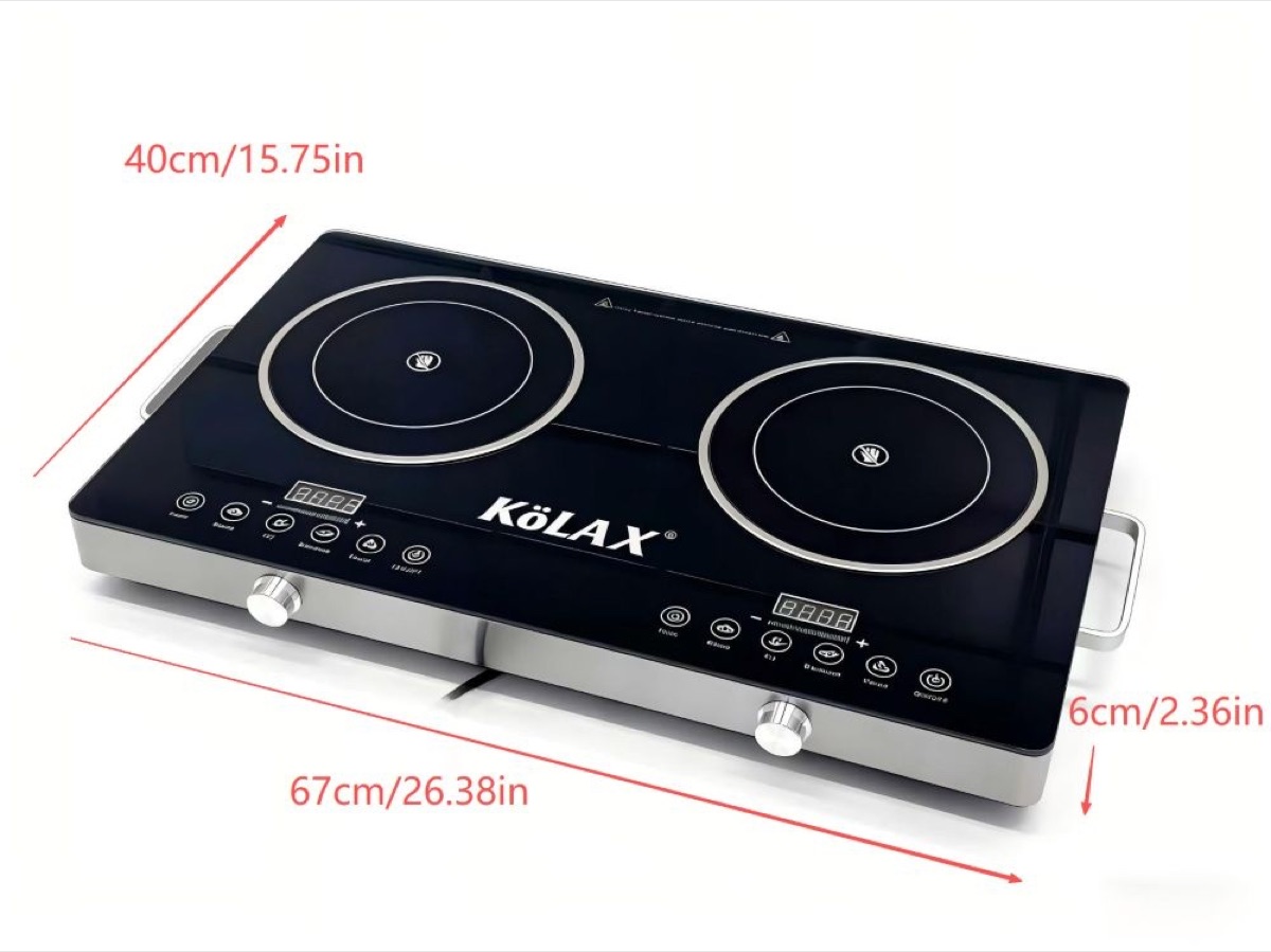2200W+2200W Double Ceramic Electric Hot Plate Countertop Stove Double Burner Infrared Cooktop with 11 Power Levels 0-2H Timer Portable Handle LED Display for Kitchen Camping (Black)