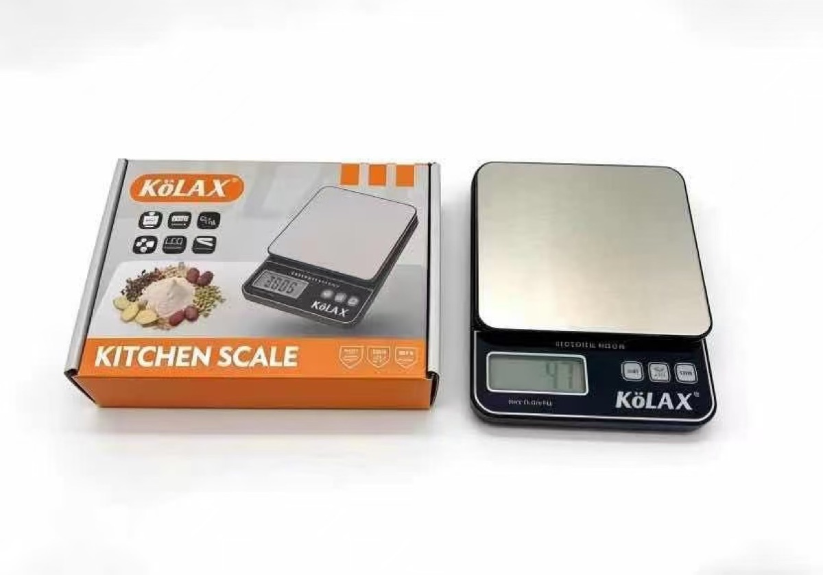 KöLAX Food Scale, Kitchen Scale with 1g Accuracy, 2 Units (g/oz), LCD, Stainless Steel Panel, Batteries Included