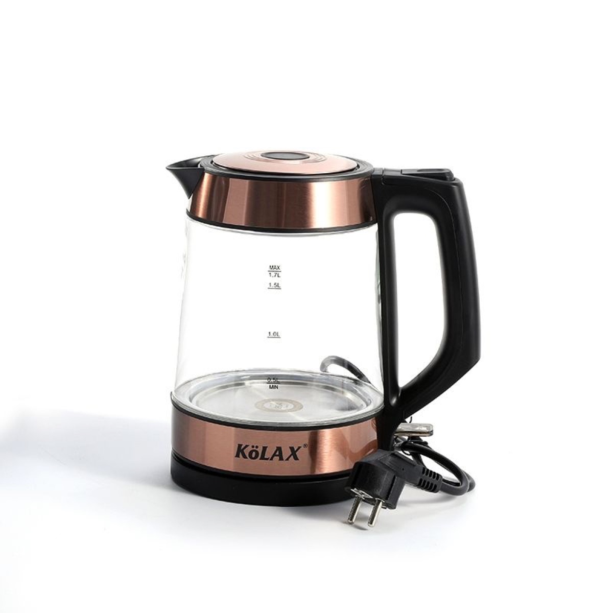 Electric 1.7L fast boiling glass and stainless steel portable kettle, view 2