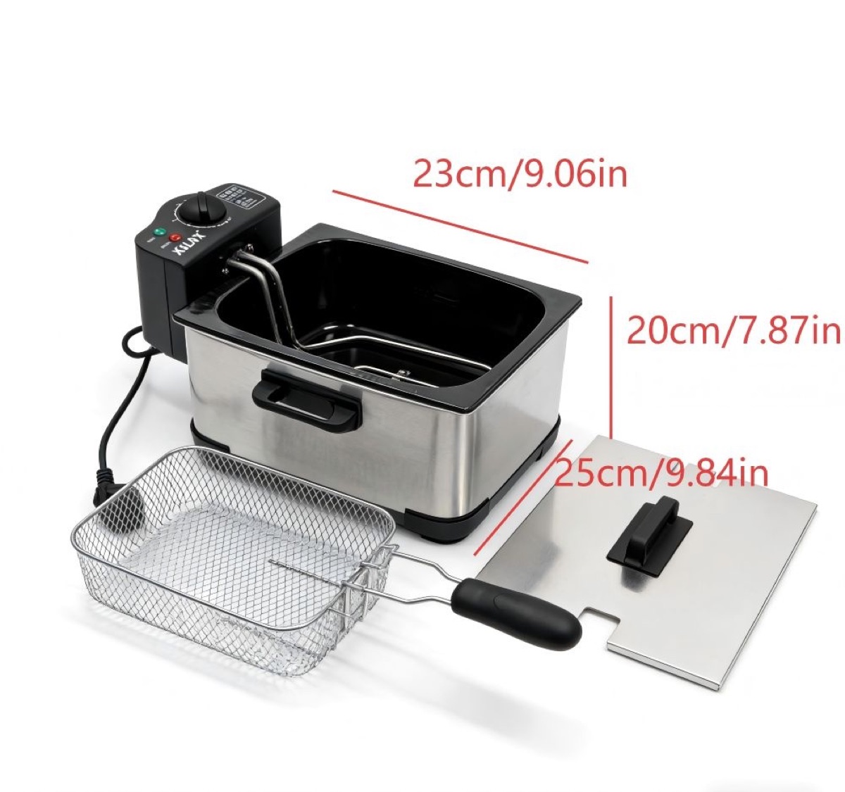 KöLAX 5 Liter Electric Deep Fryer with Adjustable Temperature, Stainless Steel, view 2