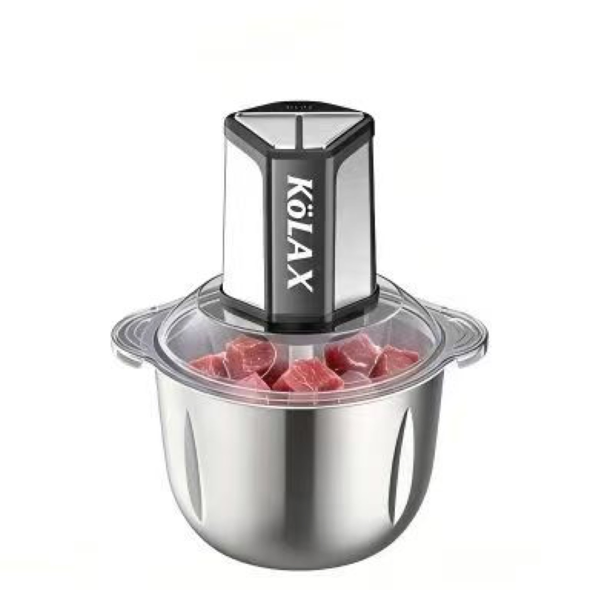 KöLAX Food Processor, 1000W Powerful Meat Grinder, 3L Stainless Steel Bowl, 3 Speed Modes 4 Bi-Level Blades for Onion, Meat, Nuts, Fruit, Garlic, Vegetable, Baby Food, view 3