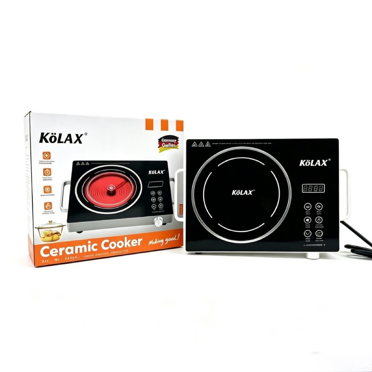 KöLAX Electric Cooktop Hot Plate, 2200W Electric Single Burner with Timer, Adjustable Temperature for Countertop Cooking, Portable Stove Top Infrared Cooker, Compatible for All Cookwares