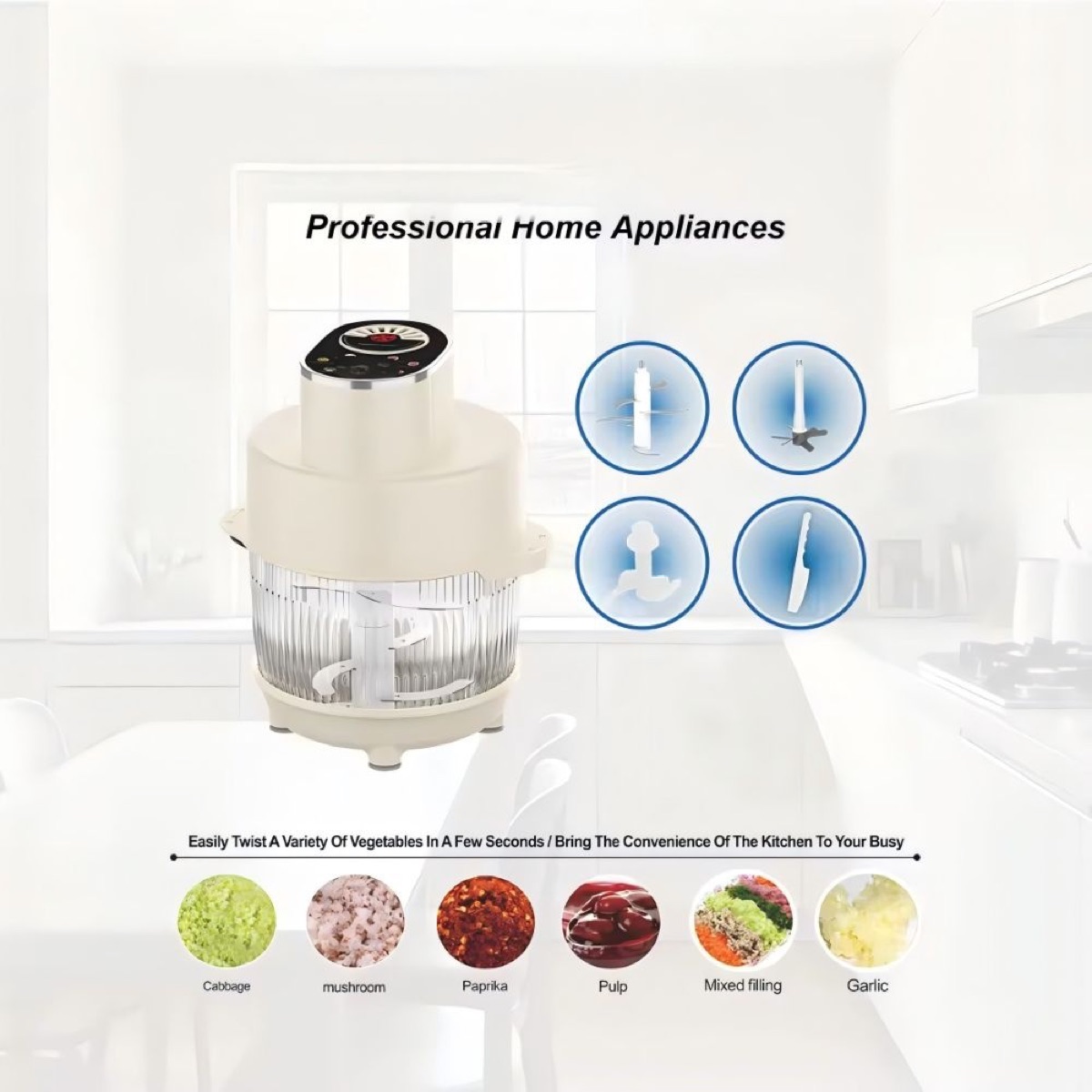 KöLAX 2200W Copper Motor 6L Large Capacity 4-in-1 Touch Control Food Chopper & Mixer, view 3