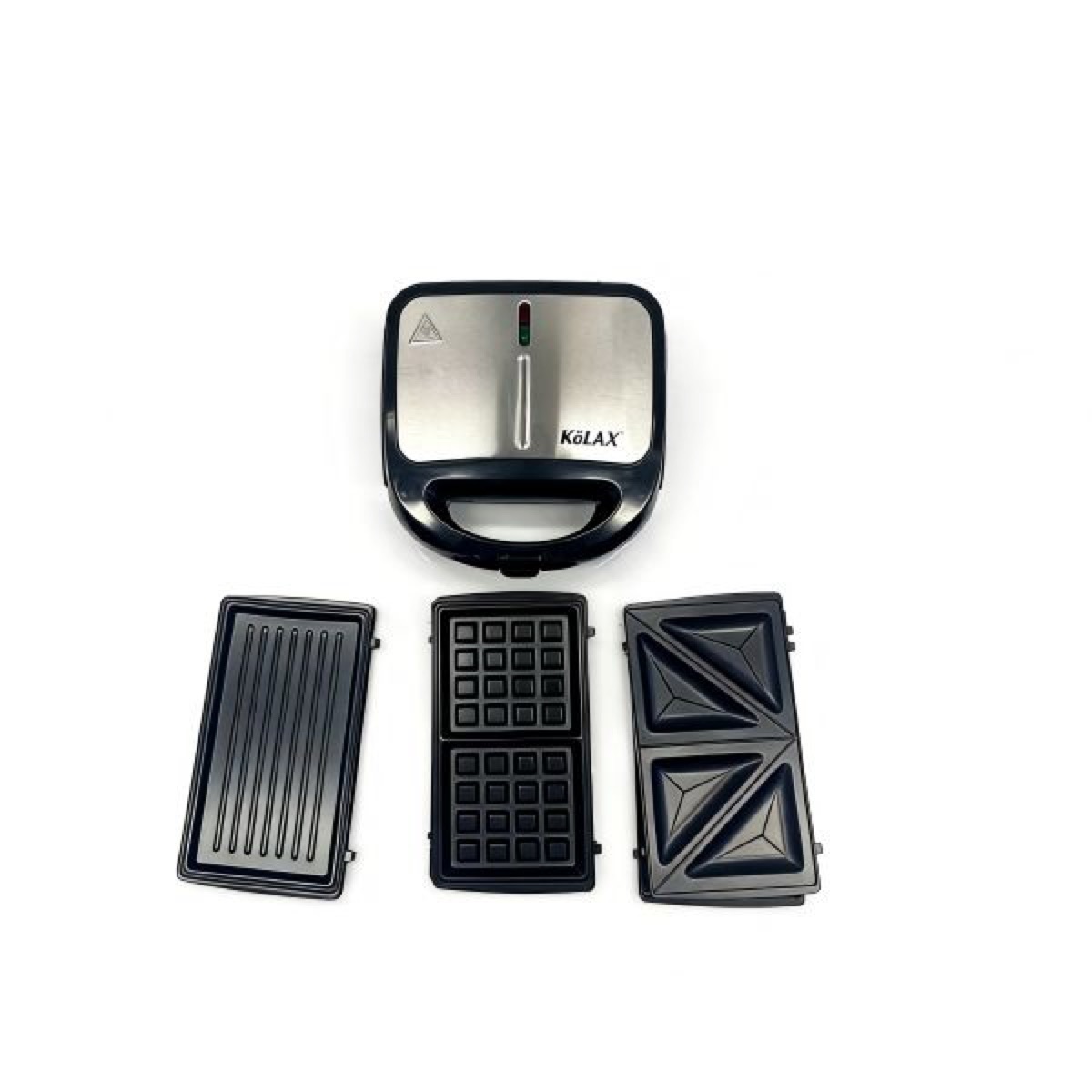 KöLAX 3 in 1 Sandwich Maker Indoor Waffle Maker Irons with 6 Slice Non-Stick Removable Plates for Easy Cleanup,Perfect for Cooking Grilled Cheese,Tuna Melts,Burgers and Steaks,1100W Silver, view 2