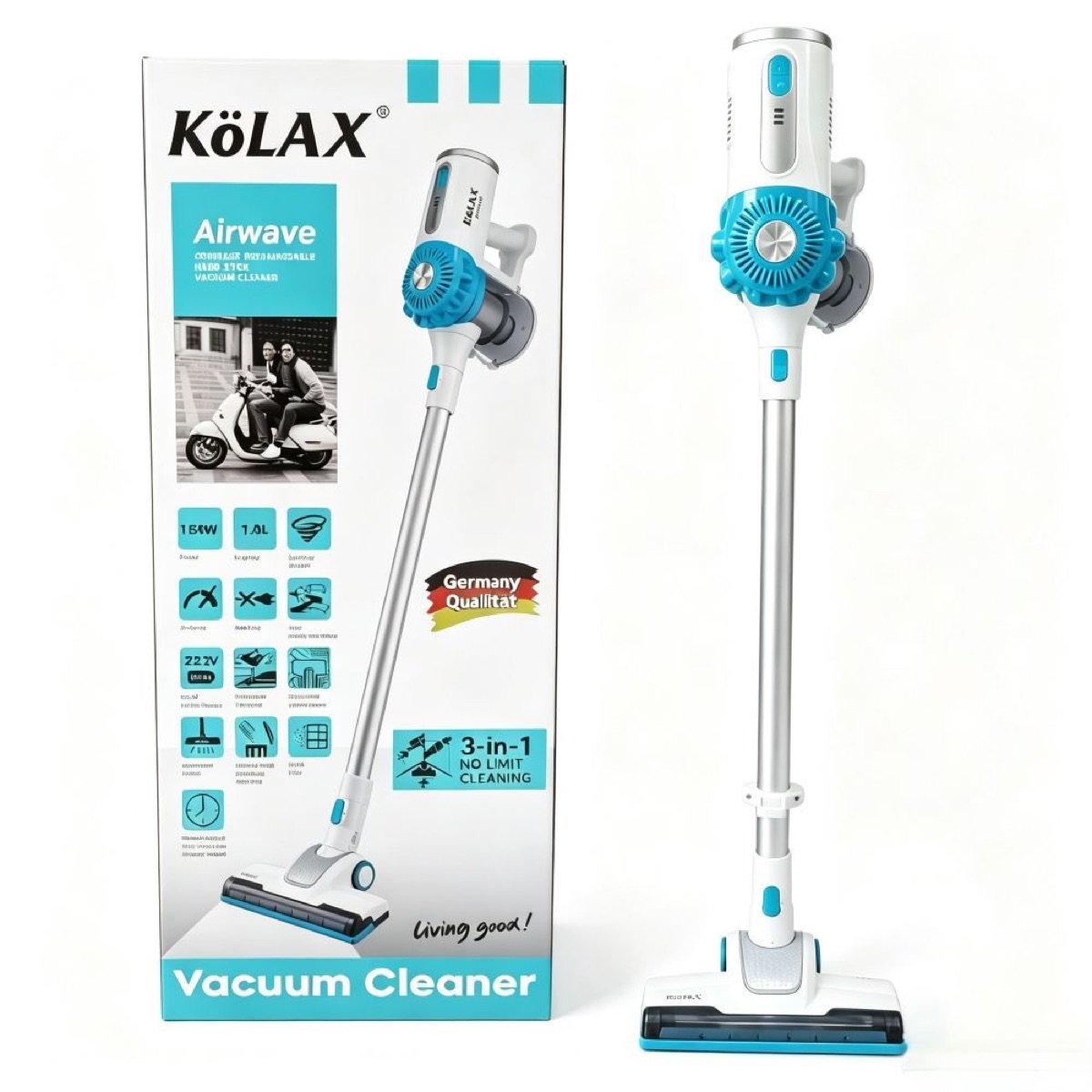 KöLAX Cordless Vacuum Cleaner,150W,Anti-Tangle Vacuum Cordless, Rechargeable Vacuum Cleaners for Home/Pet Hair/Carpet
