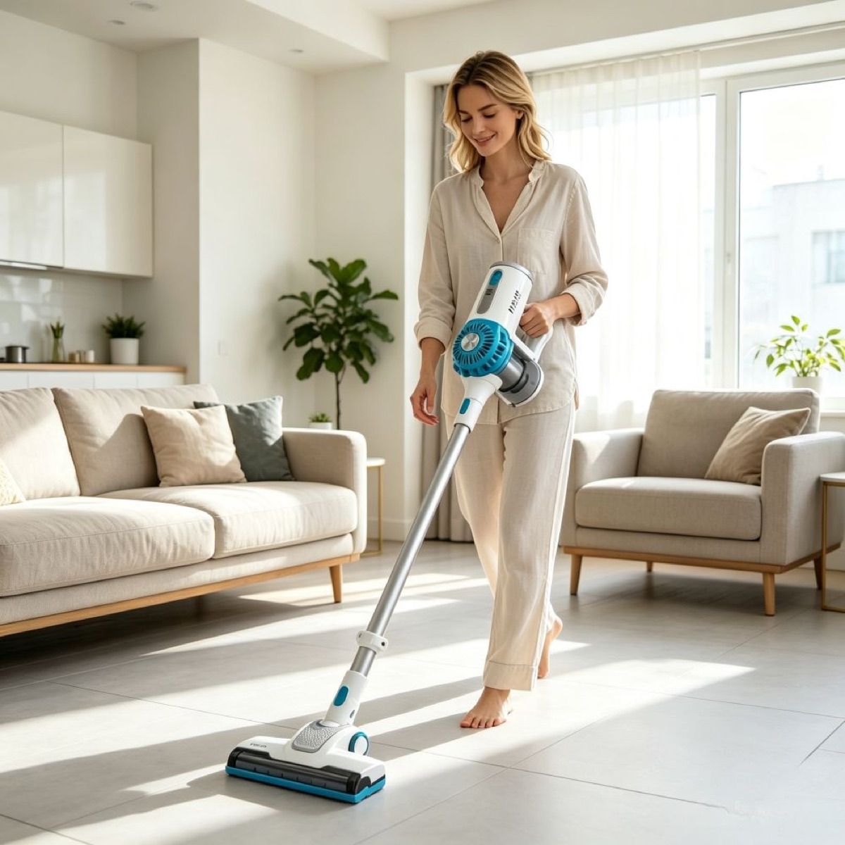 KöLAX Cordless Vacuum Cleaner,150W,Anti-Tangle Vacuum Cordless, Rechargeable Vacuum Cleaners for Home/Pet Hair/Carpet, view 2
