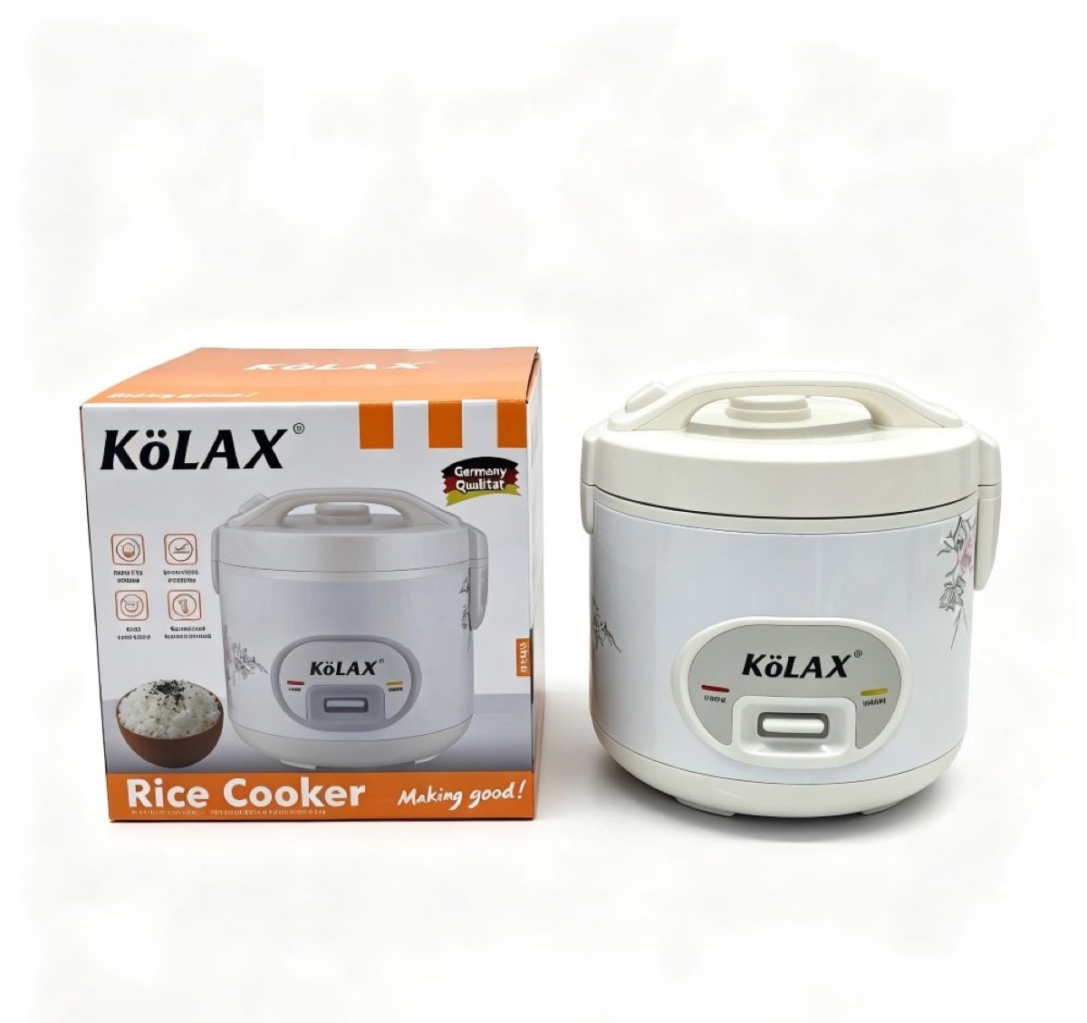 KöLAX Rice Cooker, 3L,Easy Clean Removable Non-stick Inner Pan and Rice Spatula, Simple One Touch Operation with Automatic Keep Warm Function