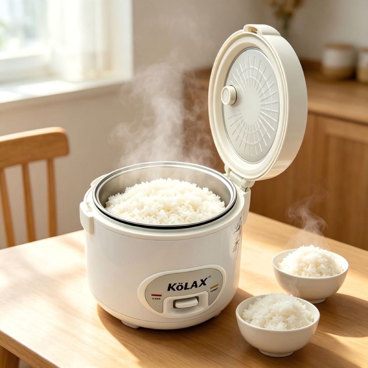 KöLAX Rice Cooker, 3L,Easy Clean Removable Non-stick Inner Pan and Rice Spatula, Simple One Touch Operation with Automatic Keep Warm Function, view 2