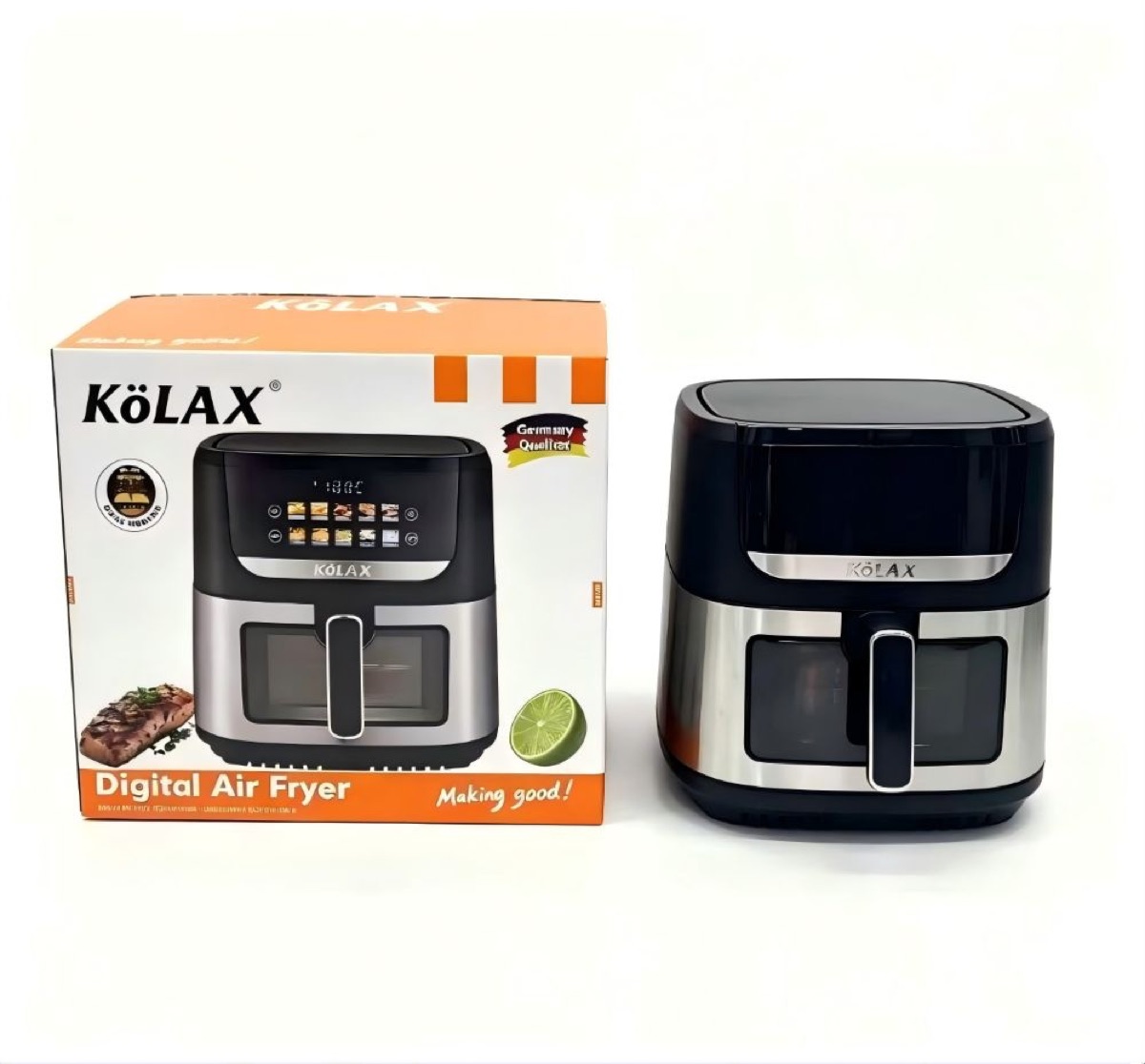 KöLAX Air Fryer 8.5L, 10-in-1 Functions Airfryer with Visible Window, 200℃ Fast Heating & Top And Bottom Heating for Crispier Results, 3000W