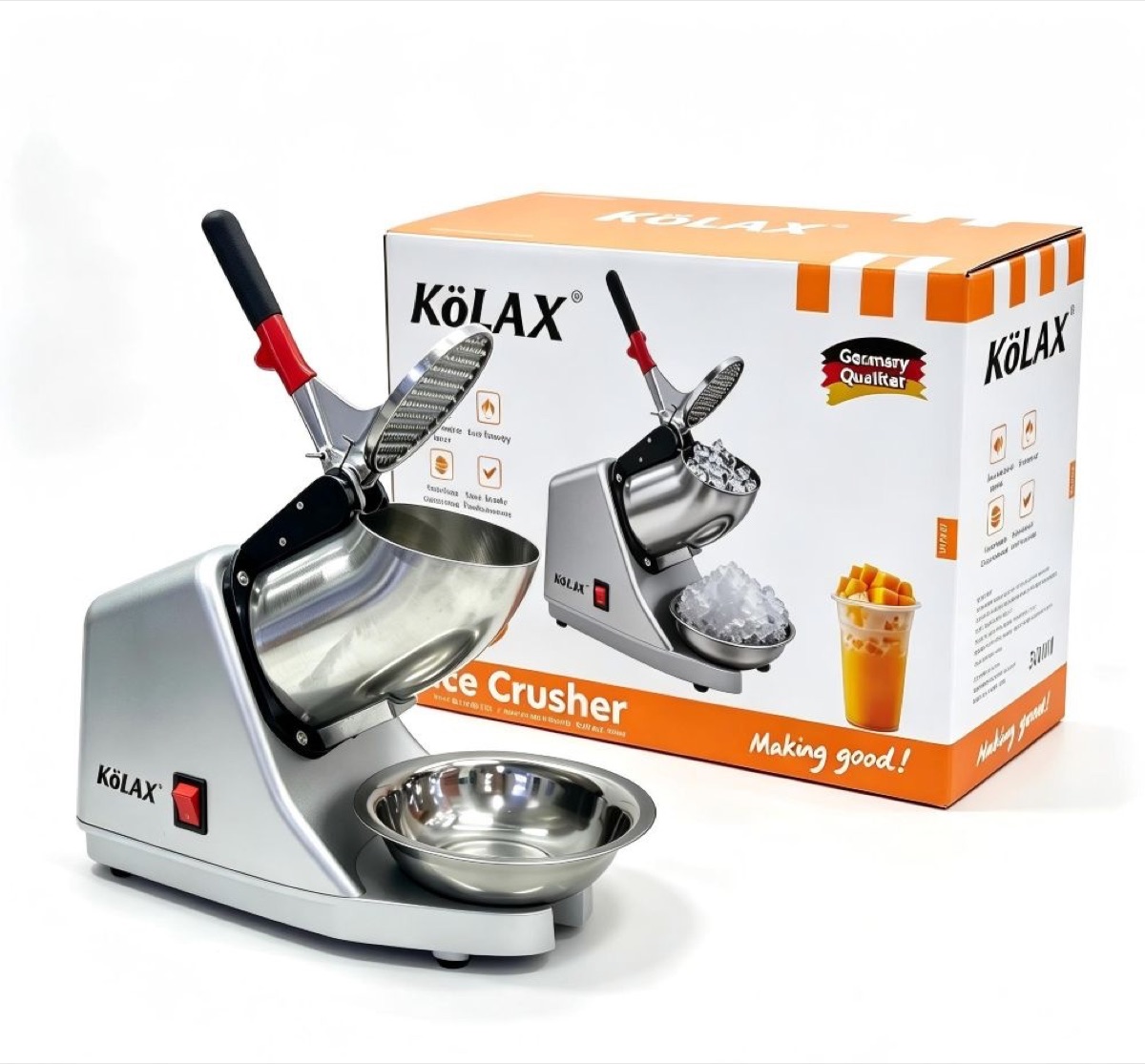 KöLAX Electric Ice Shaver Snow Cone Maker Machine 500W 143lbs/hr for Home and Commercial Use