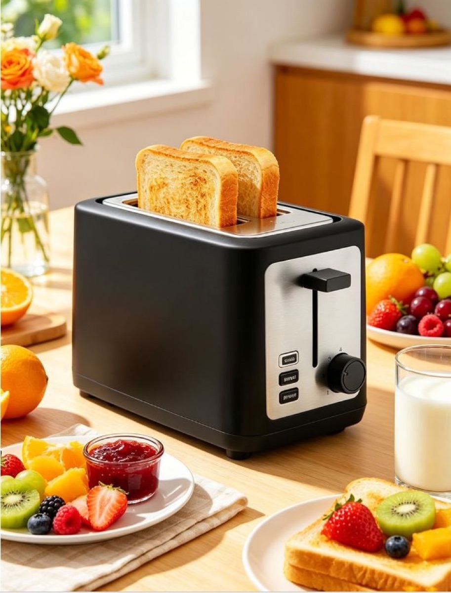 KöLAX 2 Slice Toaster, Extra Wide Slots for Bagels, 7 Browning Settings, Removable Crumb Tray,760W, Black & Silver, view 2
