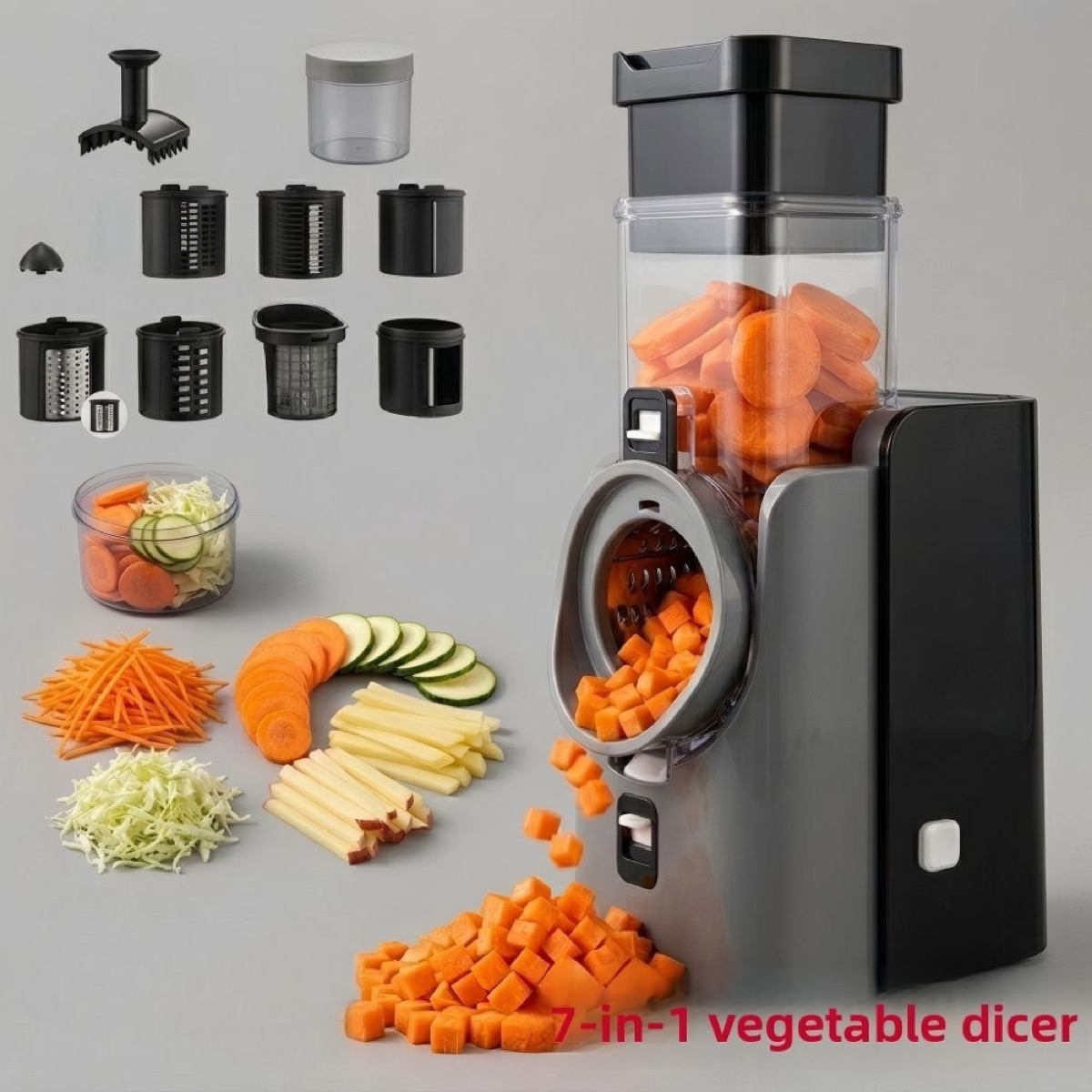 KöLAX Electric Cheese Grater 7 in 1,Stainless Steel Salad Maker,Slicer Shredder, view 2