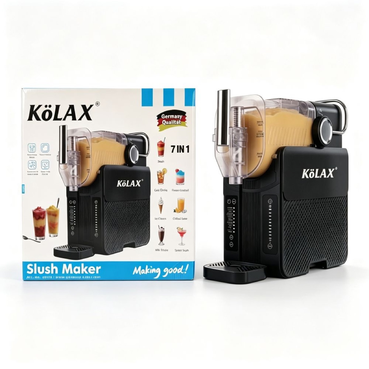 KöLAX 1.5L Slushie Machine, 1.2L Liquid Capacity with 6 Presets and Digital Control, Perfect for ice cream/slush/spiked slush/cold drink/milk shake/chilled juice