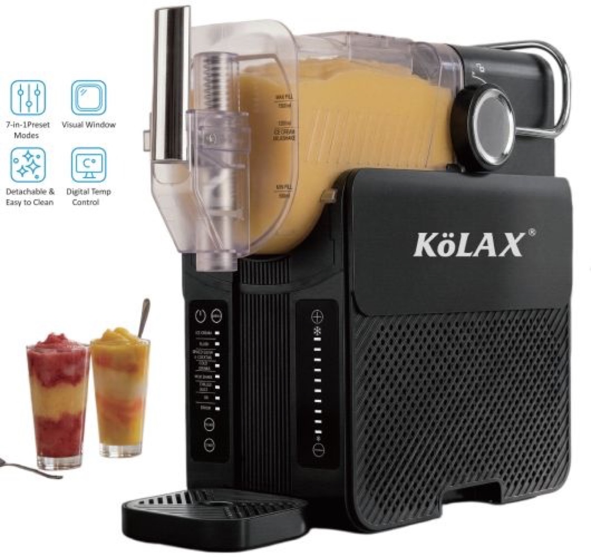 KöLAX 1.5L Slushie Machine, 1.2L Liquid Capacity with 6 Presets and Digital Control, Perfect for ice cream/slush/spiked slush/cold drink/milk shake/chilled juice, view 3