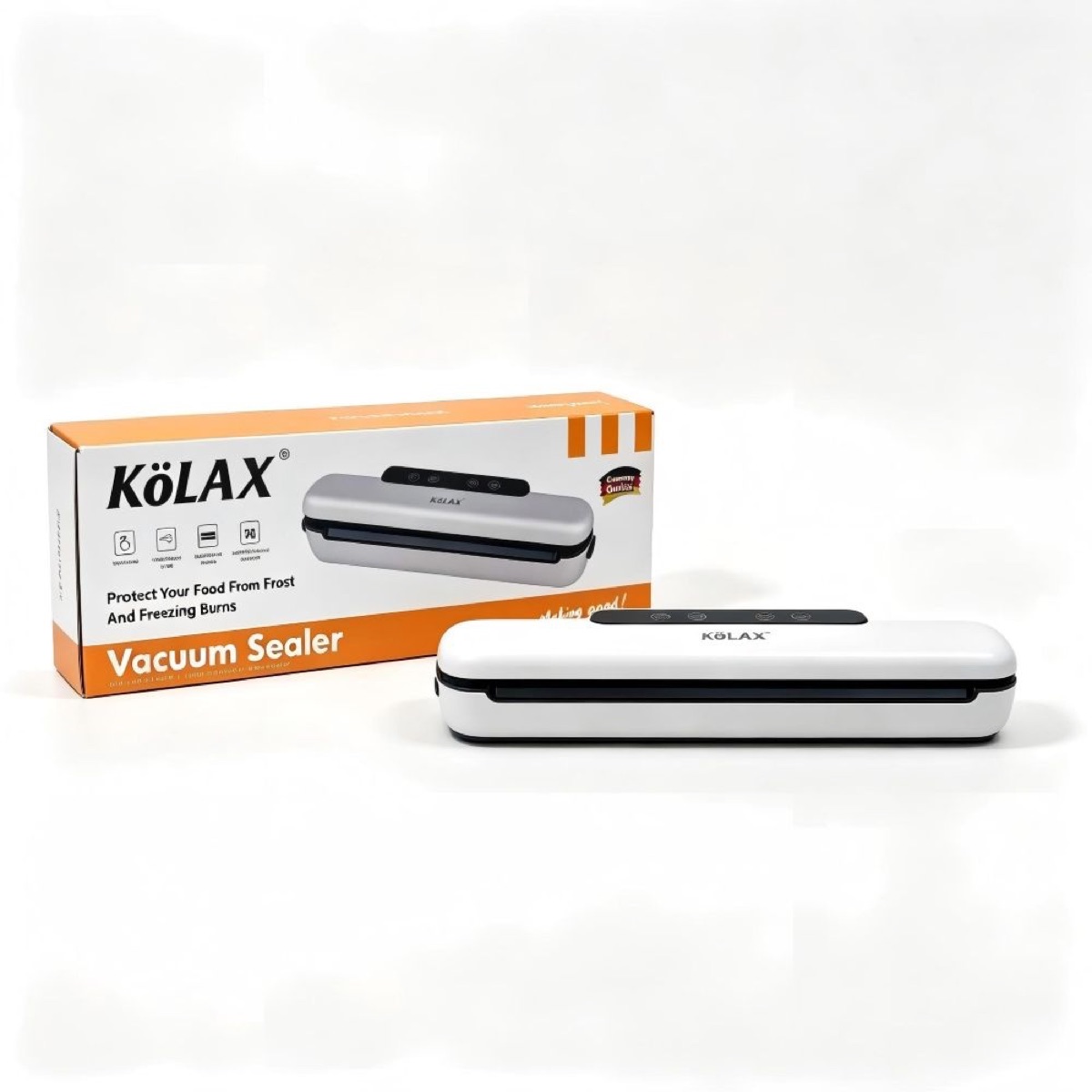 KöLAX Vacuum Sealer, Slim & Compact, Includes 10 Pre-Cut Bags (BPA-Free), for Long-Term Storage