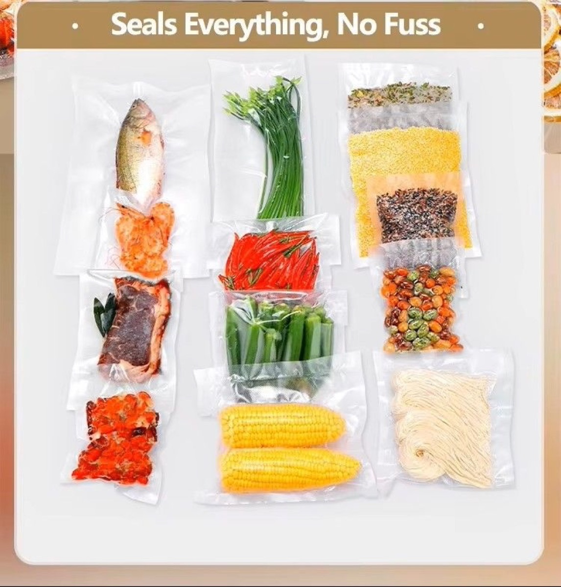 KöLAX Vacuum Sealer, Slim & Compact, Includes 10 Pre-Cut Bags (BPA-Free), for Long-Term Storage, view 4