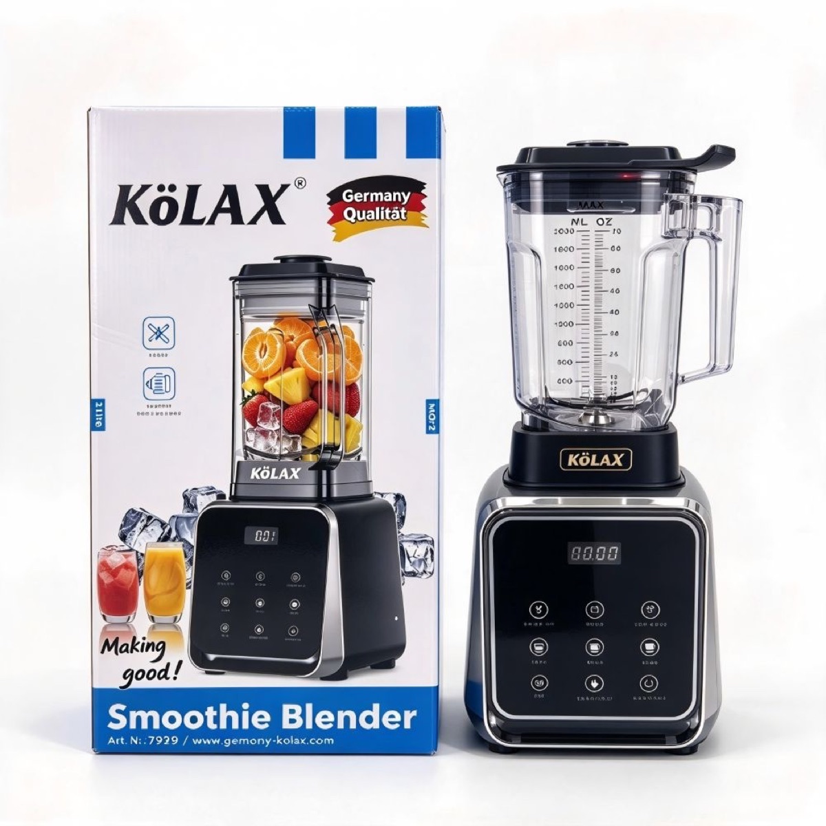 KöLAX Blender, Smoothie Blender 3000W 28000RPM Auto-Program Crush Ice