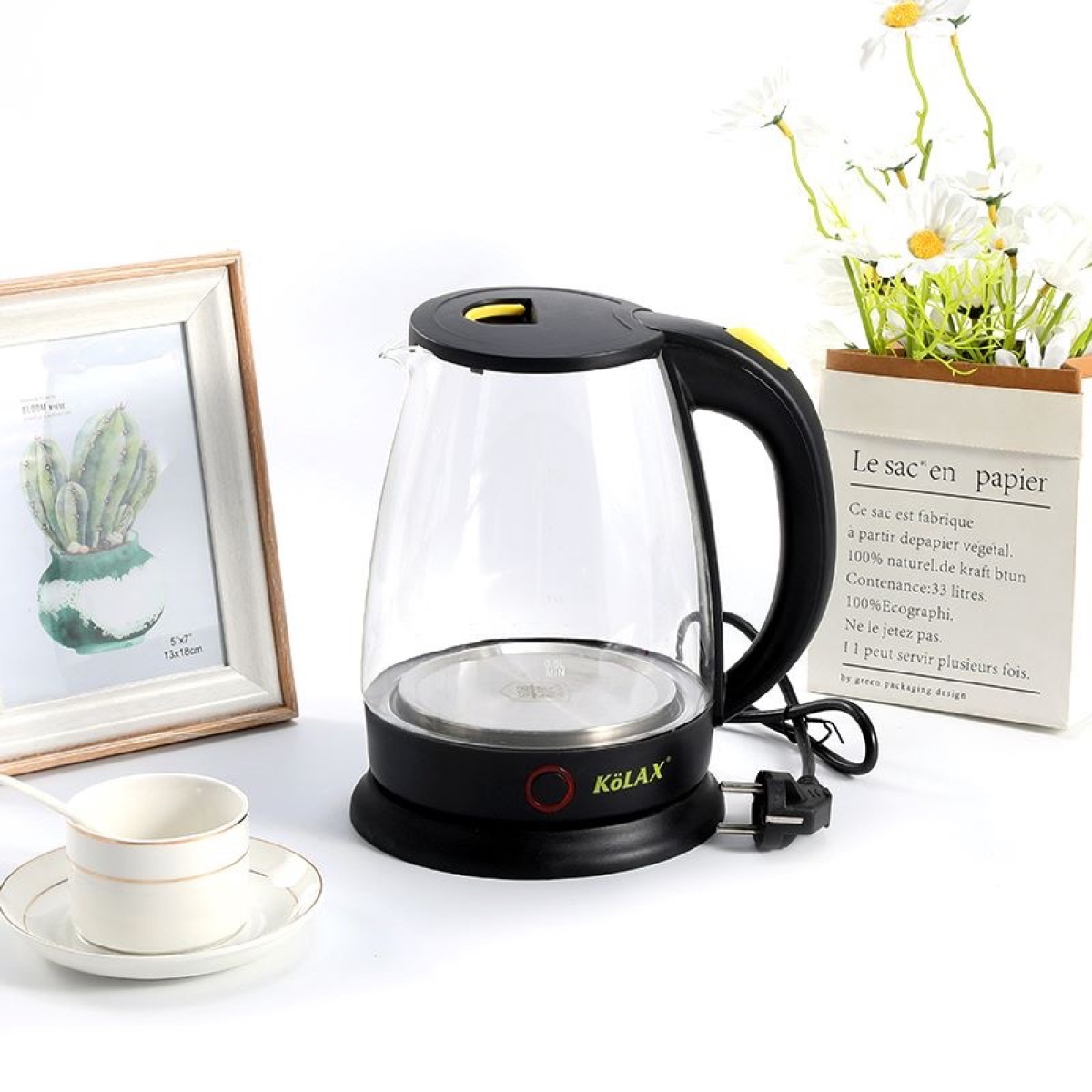Topsale 2L glass electric tea kettle water boiler auto-shutoff tea kettle, view 3
