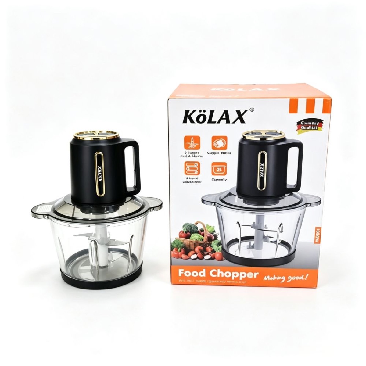 3L glass bowl electric meat grinder 4 sharp blades for home use, view 2