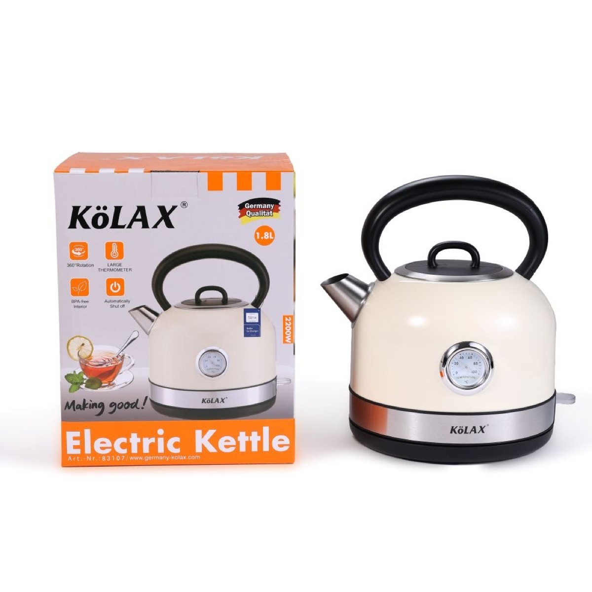 High quality stainless steel electric vintage design 1.7L water kettle