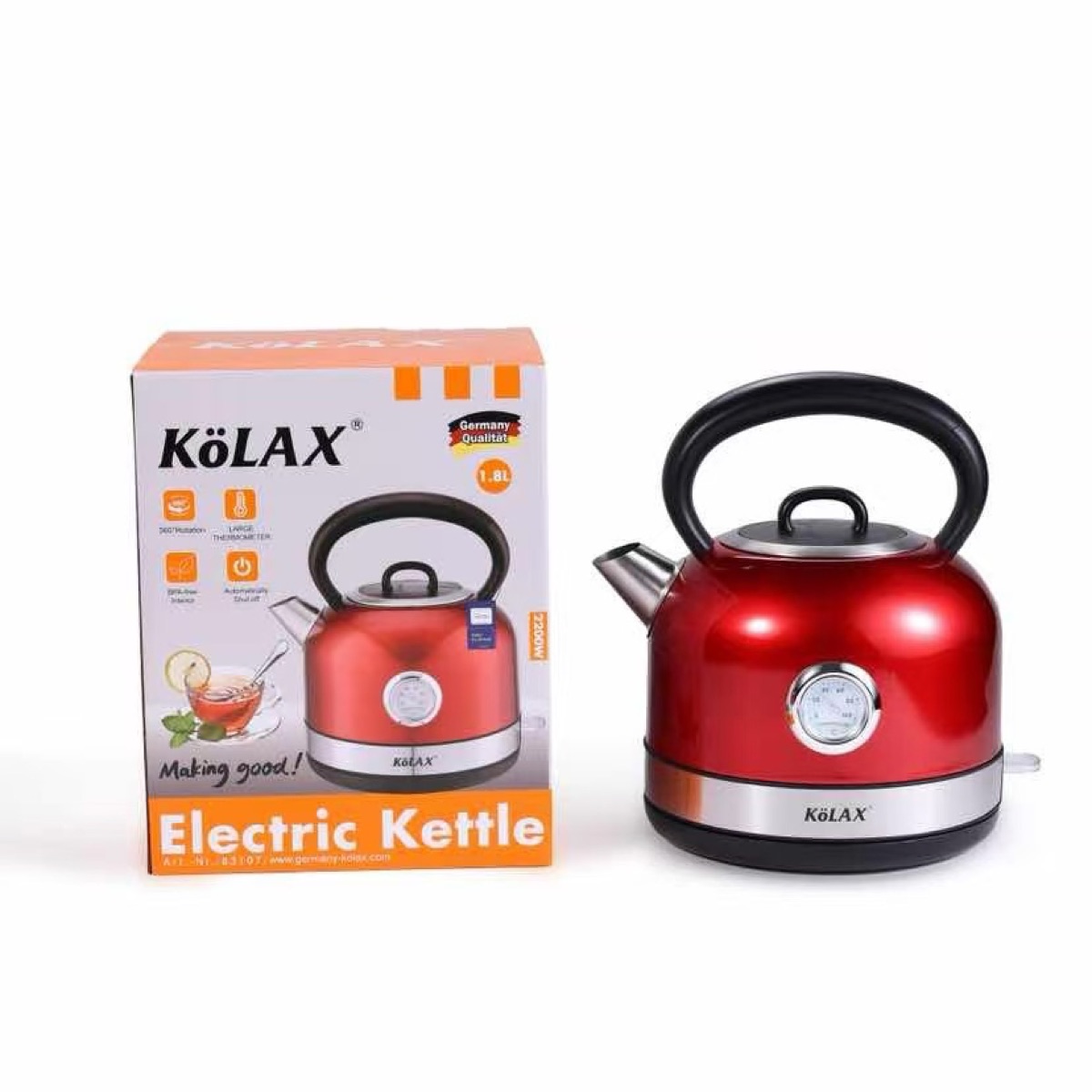 High quality stainless steel electric vintage design 1.7L water kettle, view 2